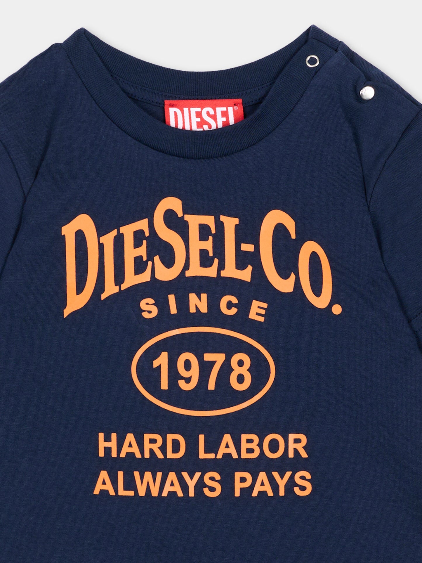 T-Shirt blu per neonato con logo,Diesel,K00881 00YI9 K8AT