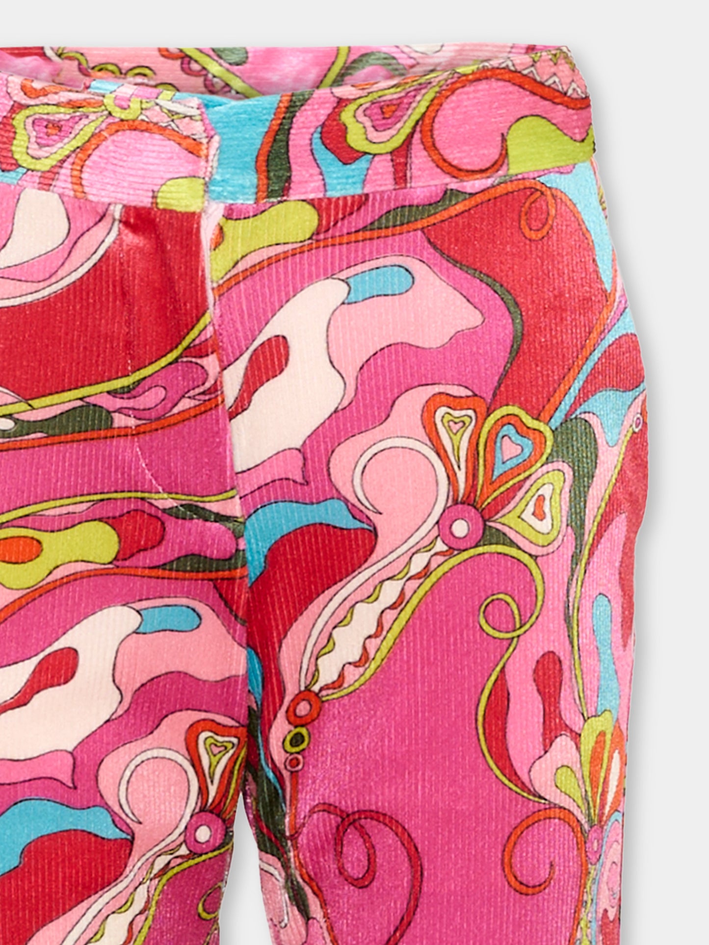 Pantaloni multicolor per bambina a vortici,Emilio Pucci Junior,PZ6B10 V0194 543MC