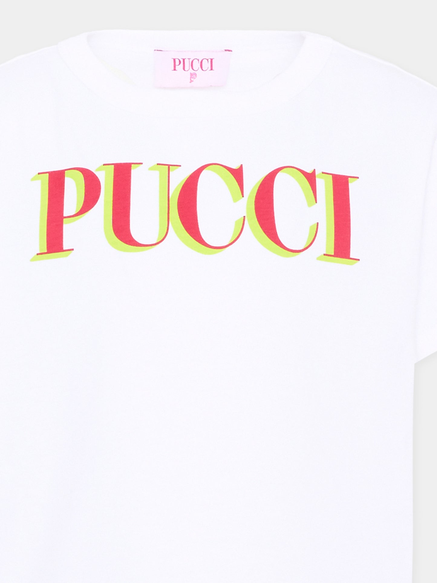 T-Shirt bianca per bambina con logo,Emilio Pucci Junior,PZ8A31 Z3672 100RO
