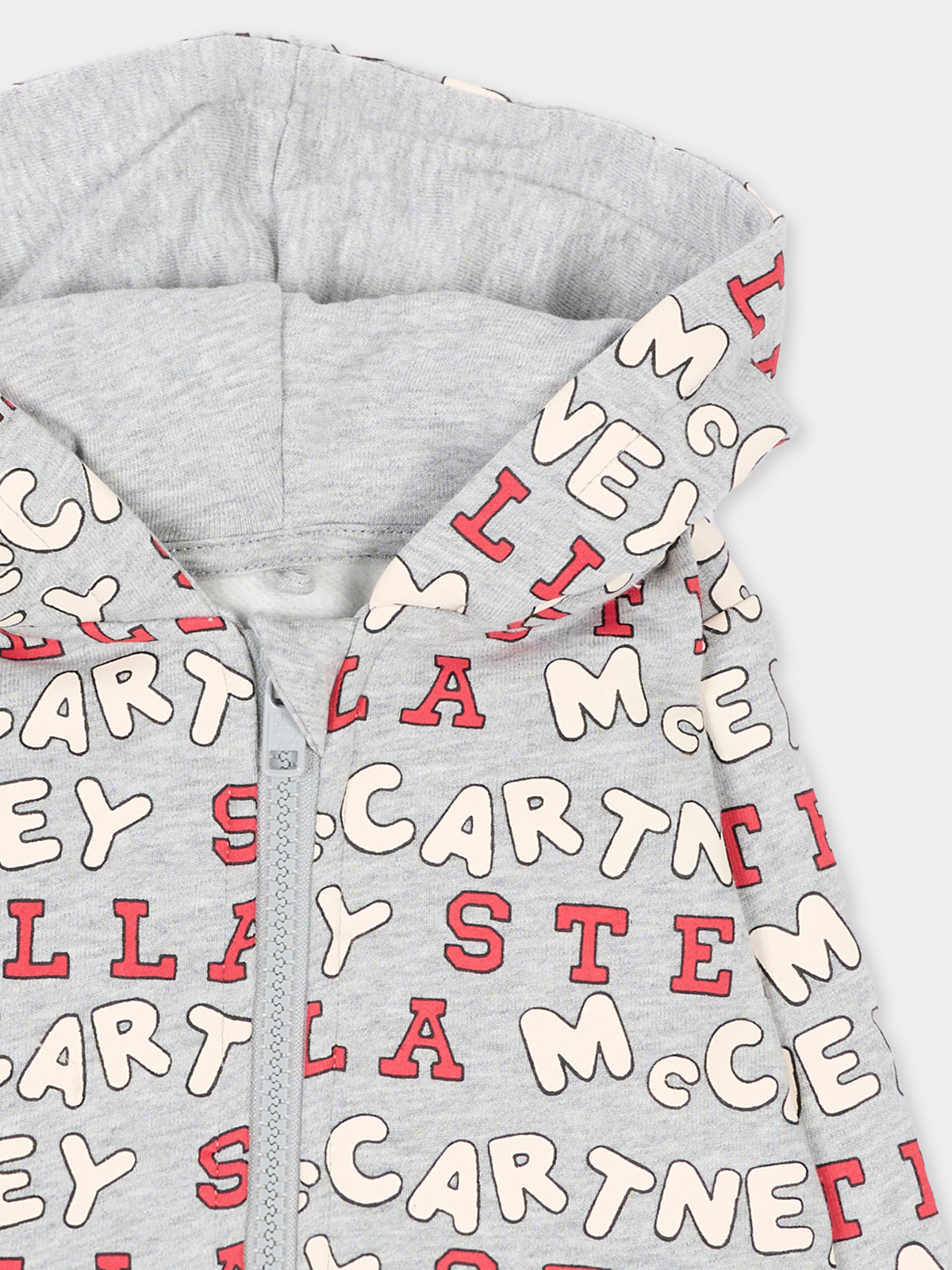 Felpa con cappuccio grigia per neonato con stampa,Stella Mccartney Kids,TZ4350 Z4013 807MC