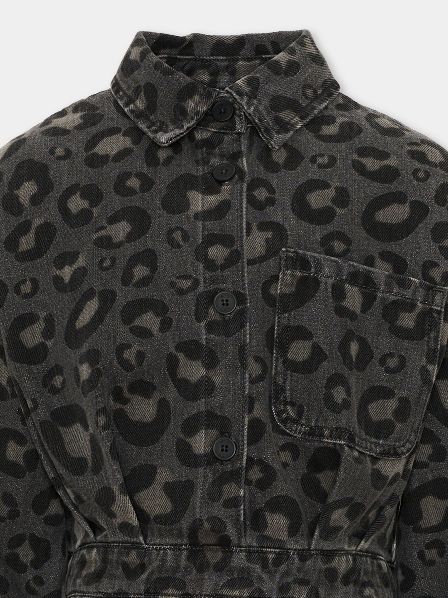 Vestito grigio animalier per bambina,Douuod Kids,DZ1A30 Z4163 924BG