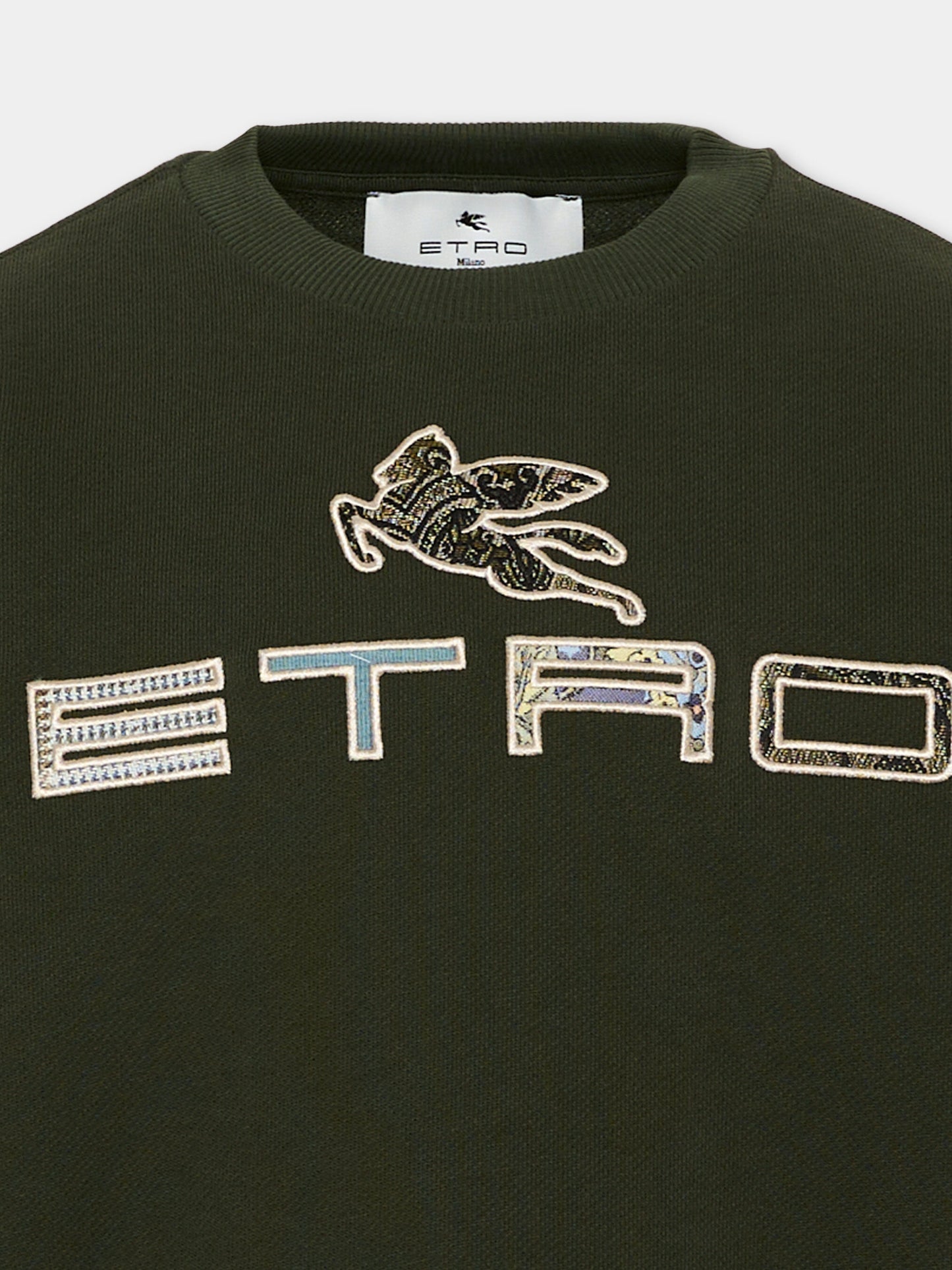 Felpa verde per bambini con logo,Etro,GZ4P20 Z3183 70J