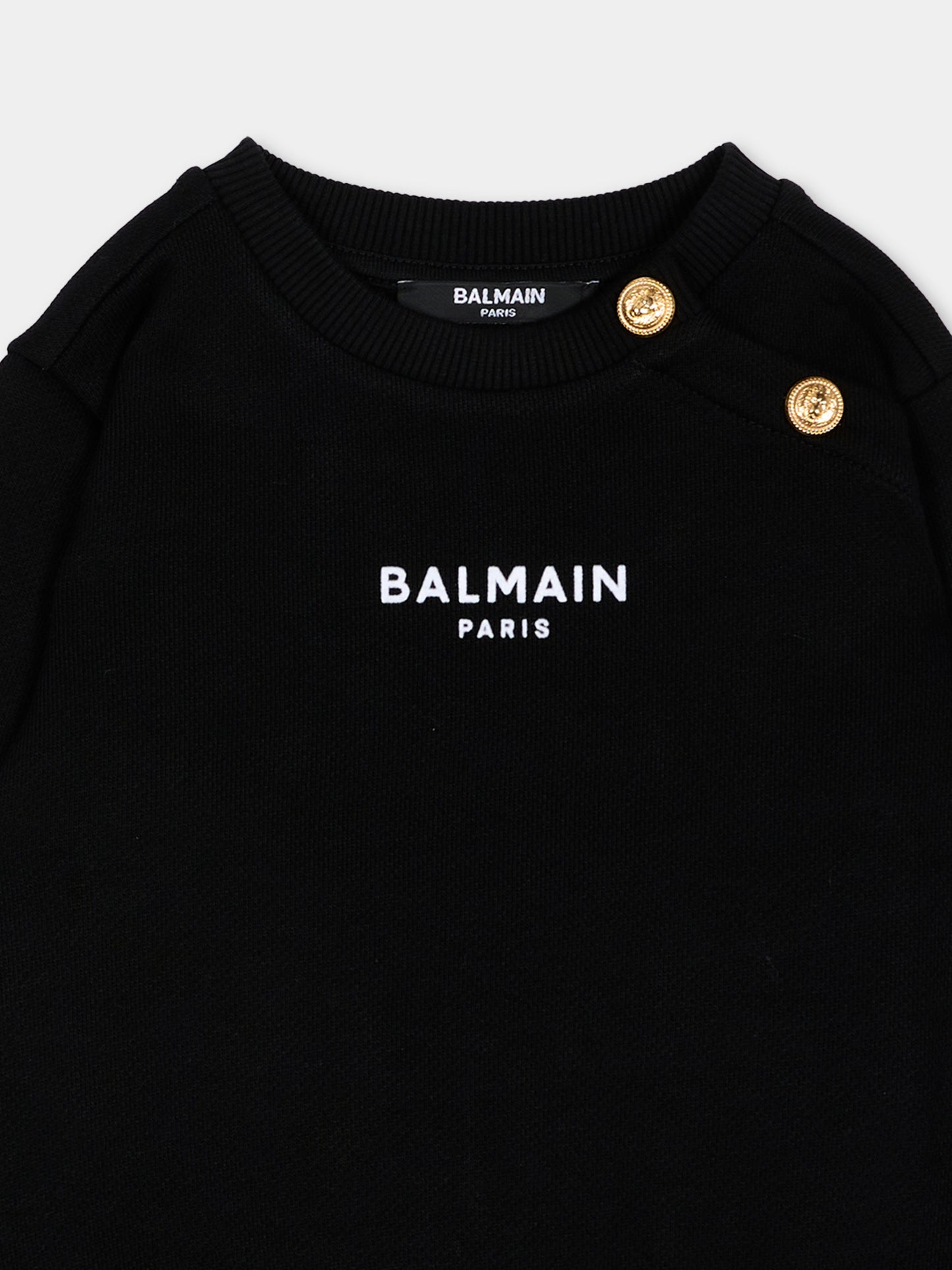 Felpa nera per neonati con logo,Balmain Kids,BZ4340 Z3183 930BC
