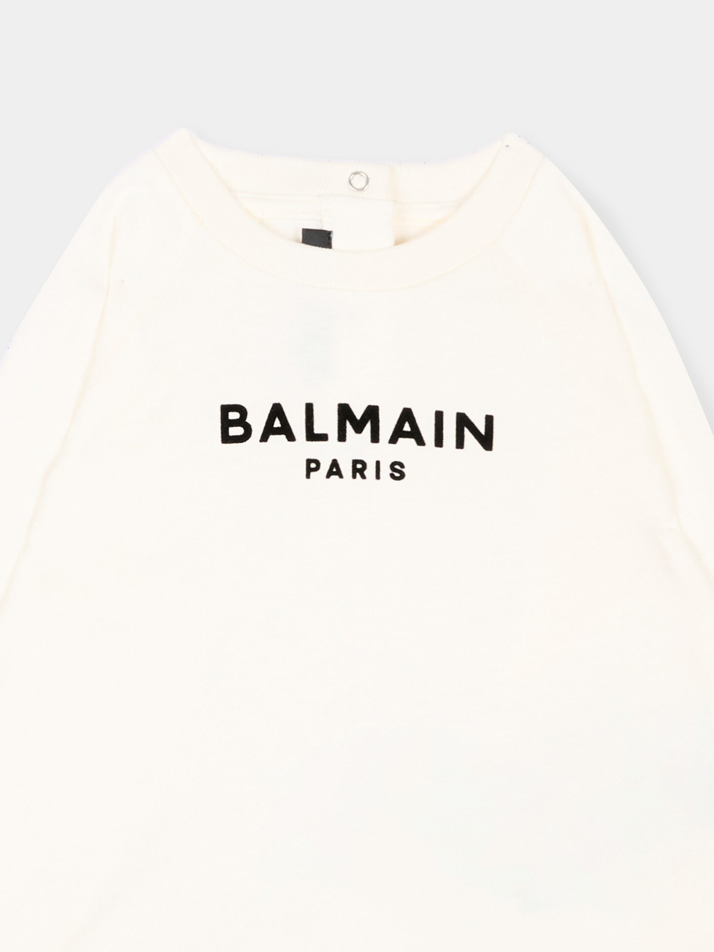 T-Shirt avorio per neonato con logo,Balmain Kids,BZ8310 Z3672 102NE
