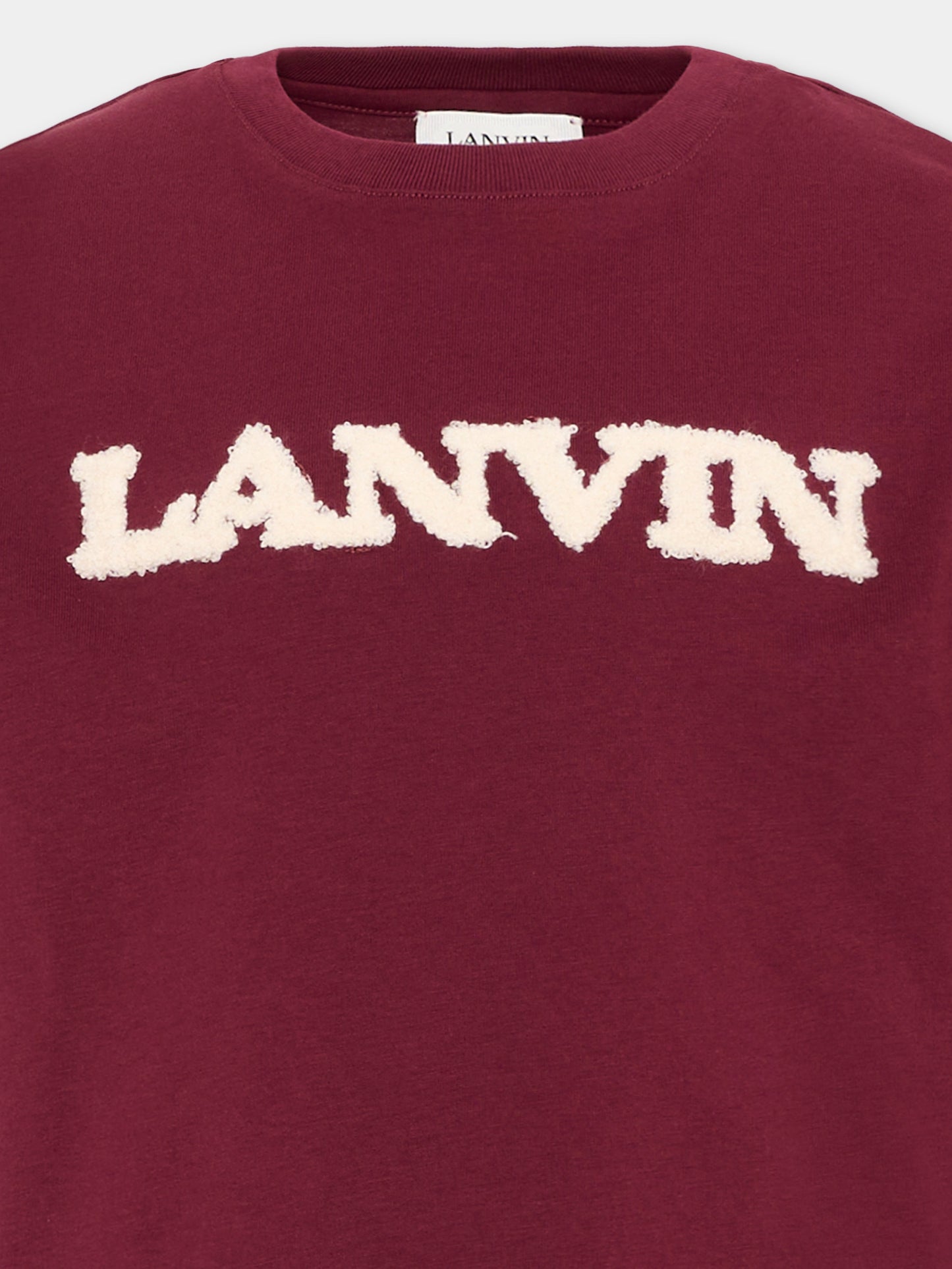 T-shirt bordeaux per bambina con logo,Lanvin Petite,N30397 955