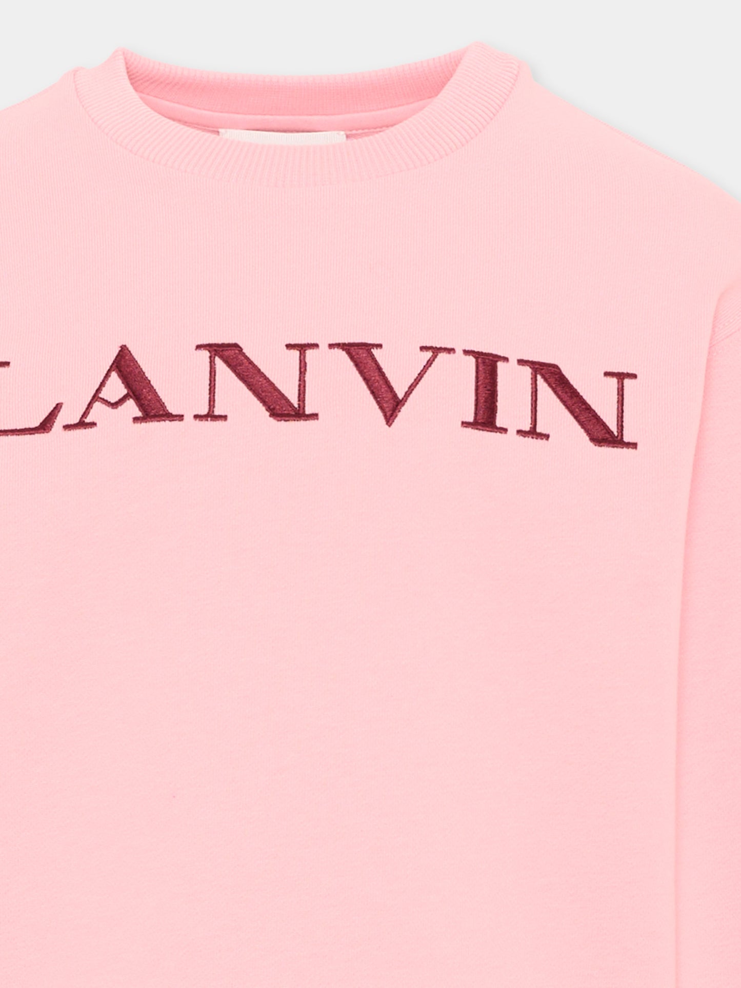 Felpa rosa per bambina con logo,Lanvin Petite,N30401 48N