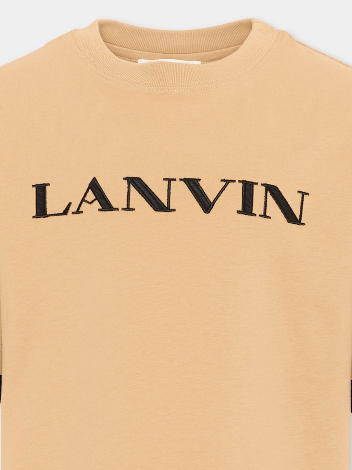 T-Shirt beige per bambini con logo,Lanvin Petite,N30430 276