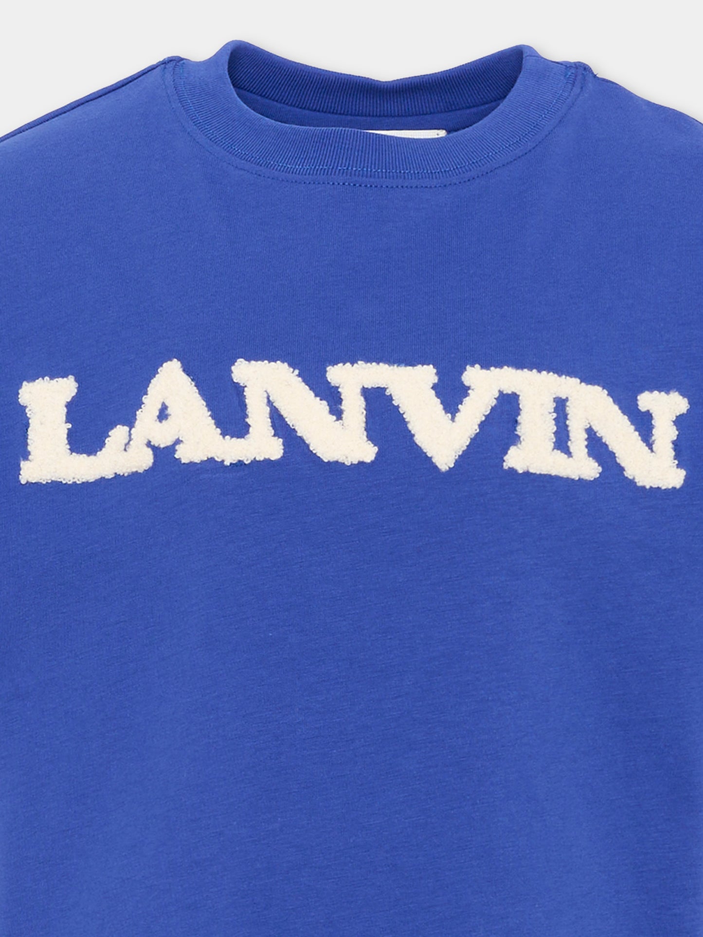 T-shirt blu per bambino con logo,Lanvin Petite,N30432 80A
