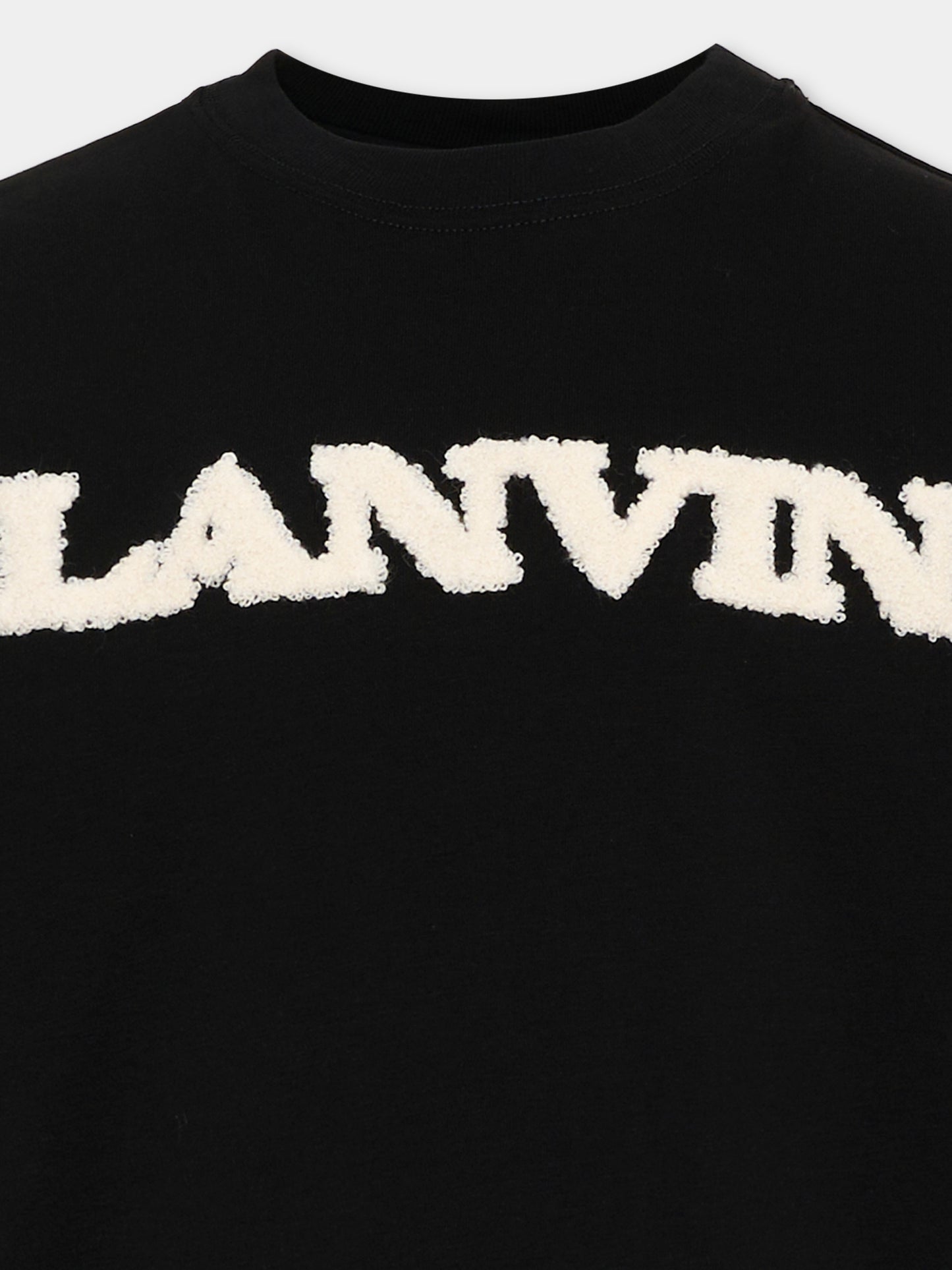 T-Shirt nera per bambini con logo,Lanvin Petite,N30481 09B