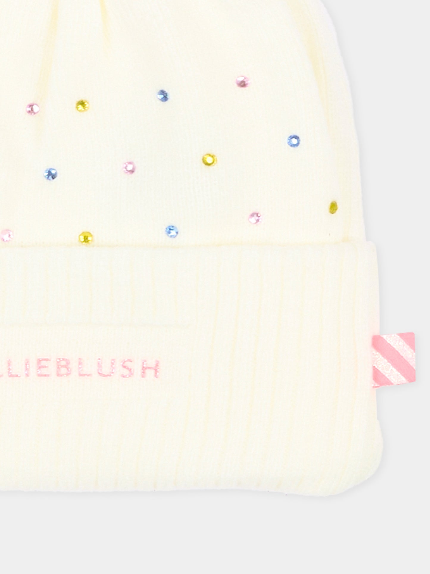 Berretto avorio per bambina con logo,Billieblush,U22499 121