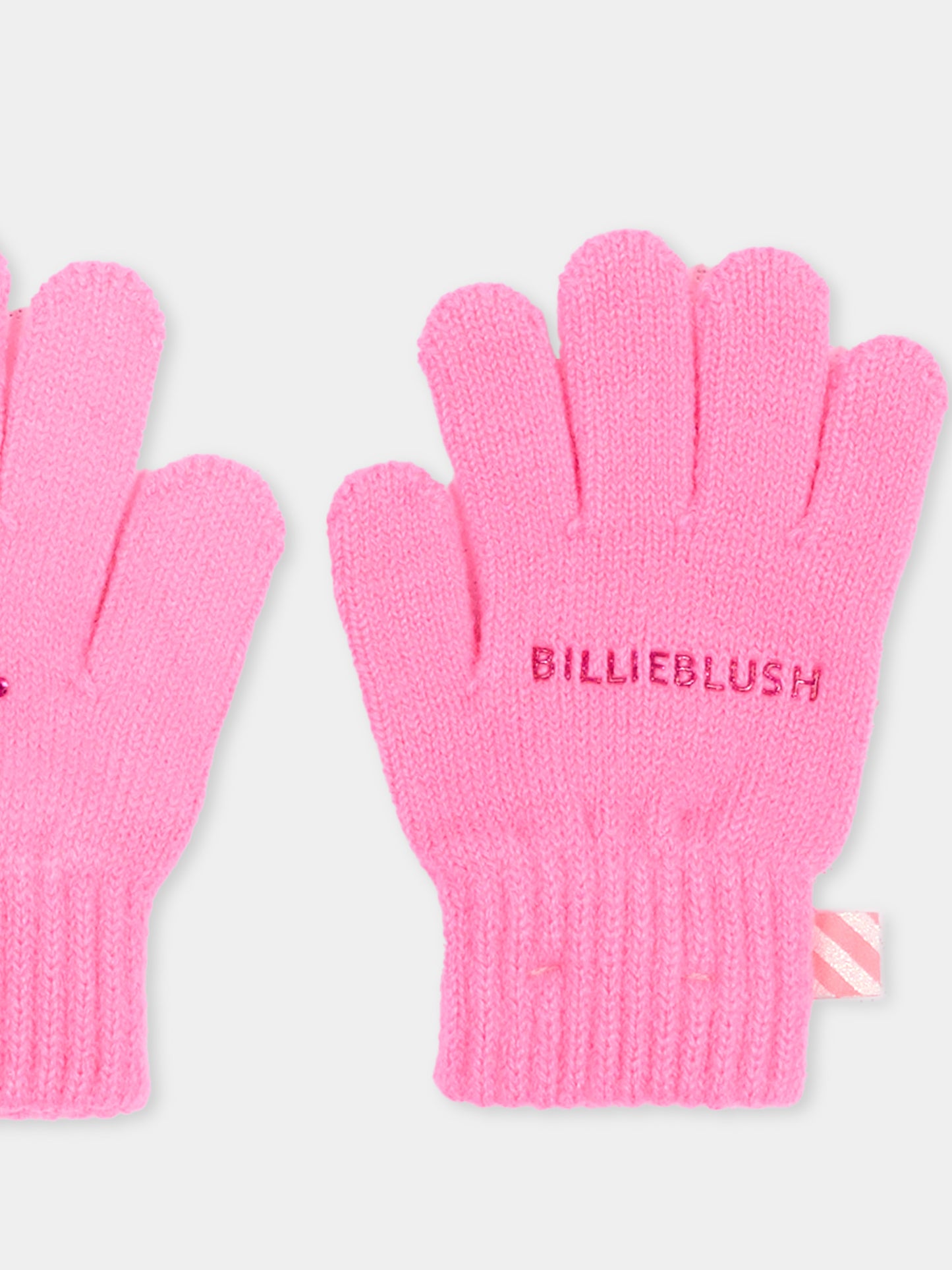 Guanti fucsia per bambina con logo,Billieblush,U22541 47A