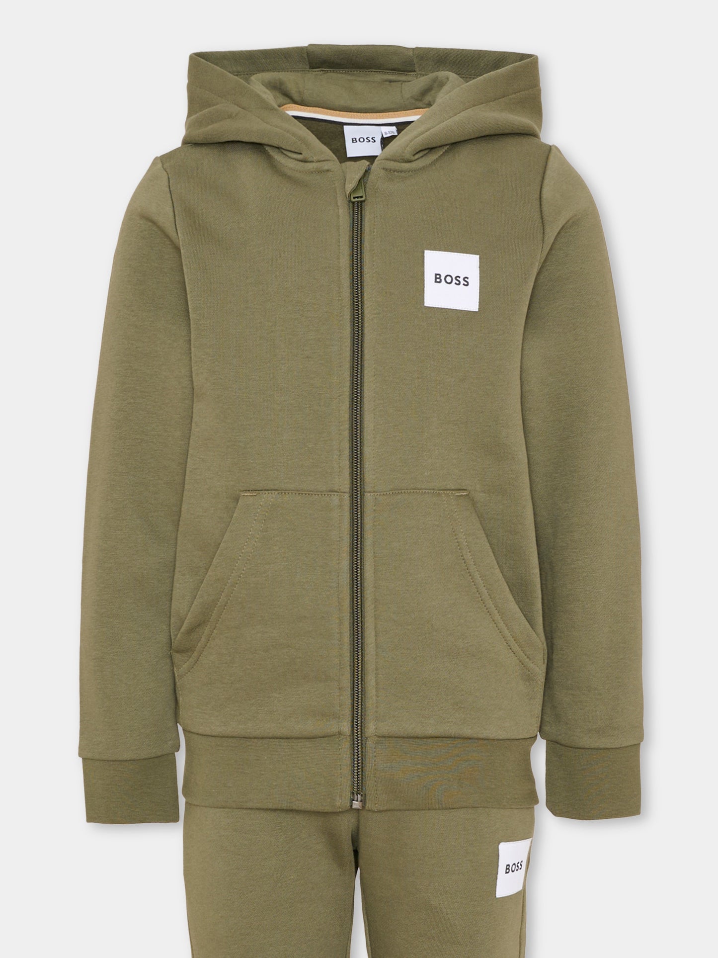 Completo sportivo lungo verde per bambino con logo,Boss,J53442 63D