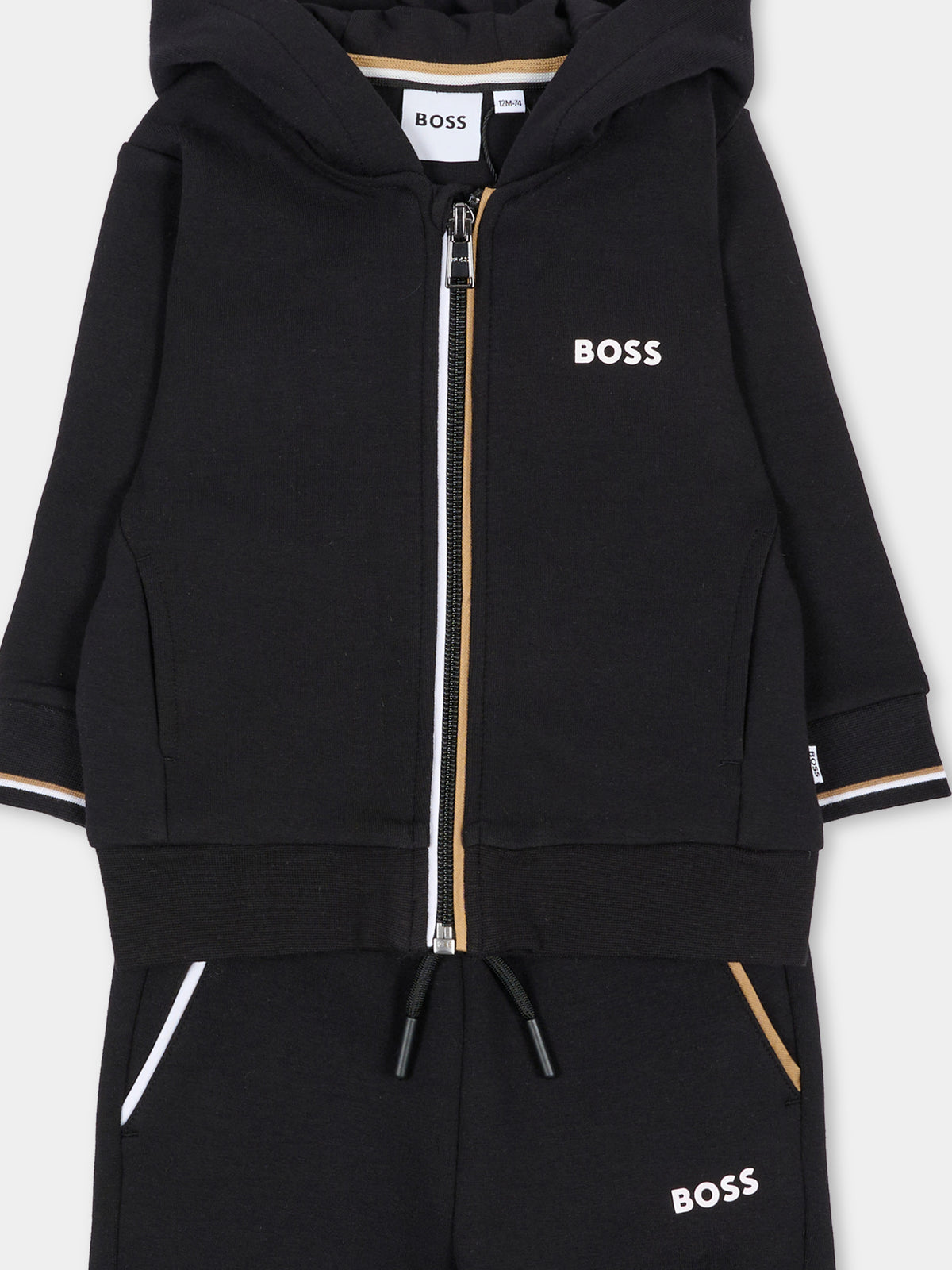Completo sportivo lungo nero per neonato,Boss,J53511 09B