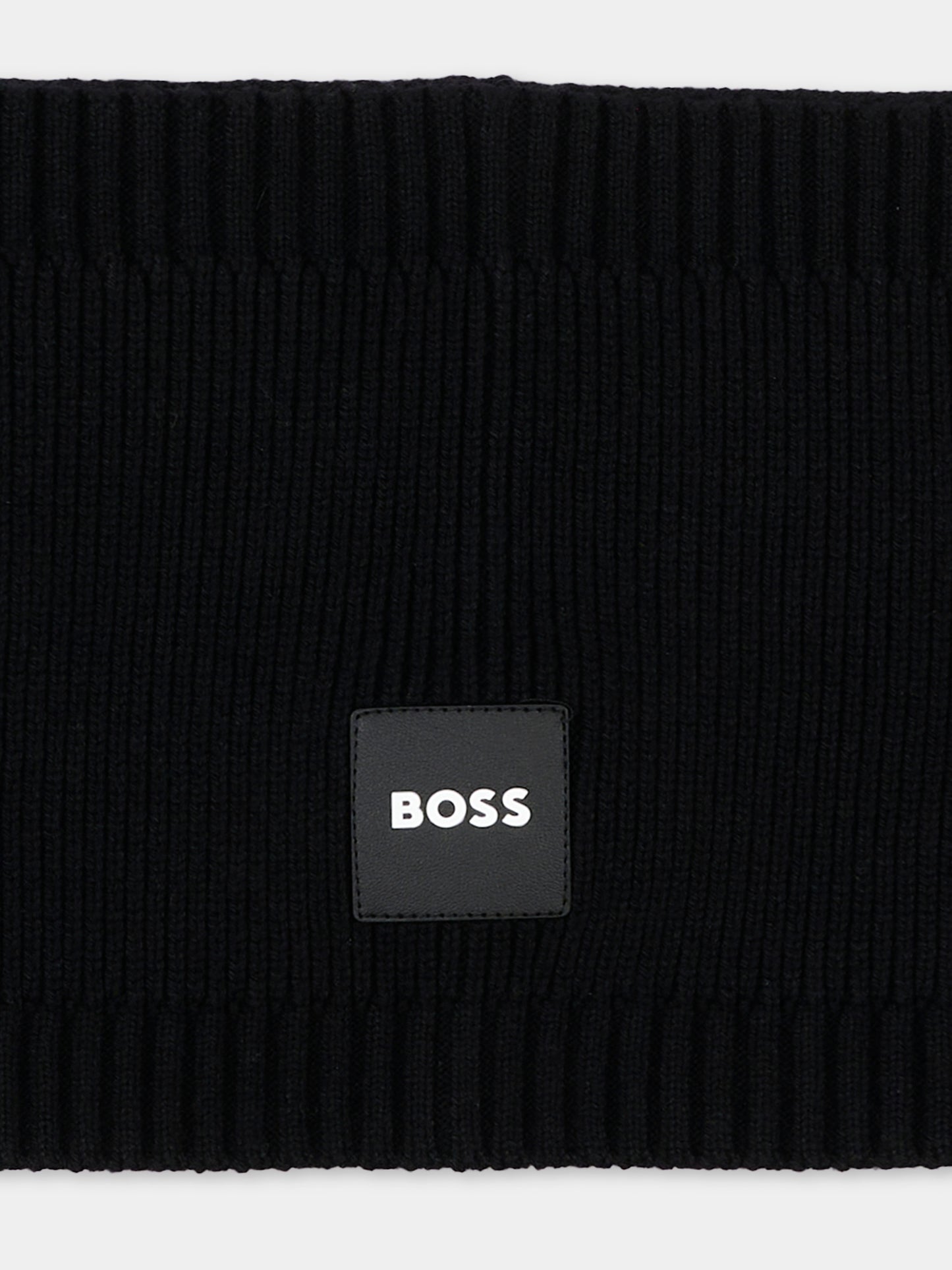 Sciarpa nera per bambino con logo,Boss,J53590 09B