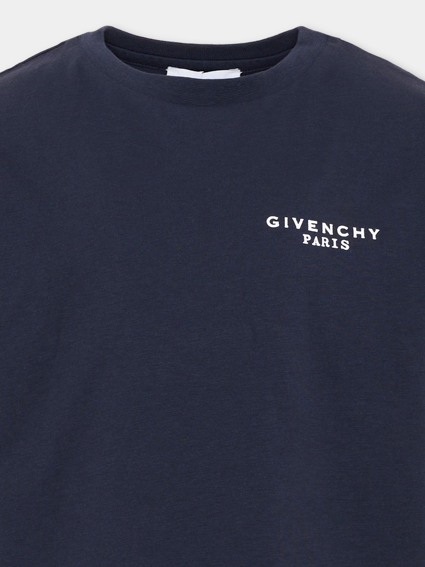 T-Shirt blu per bambini con logo,Givenchy Kids,H31280 853