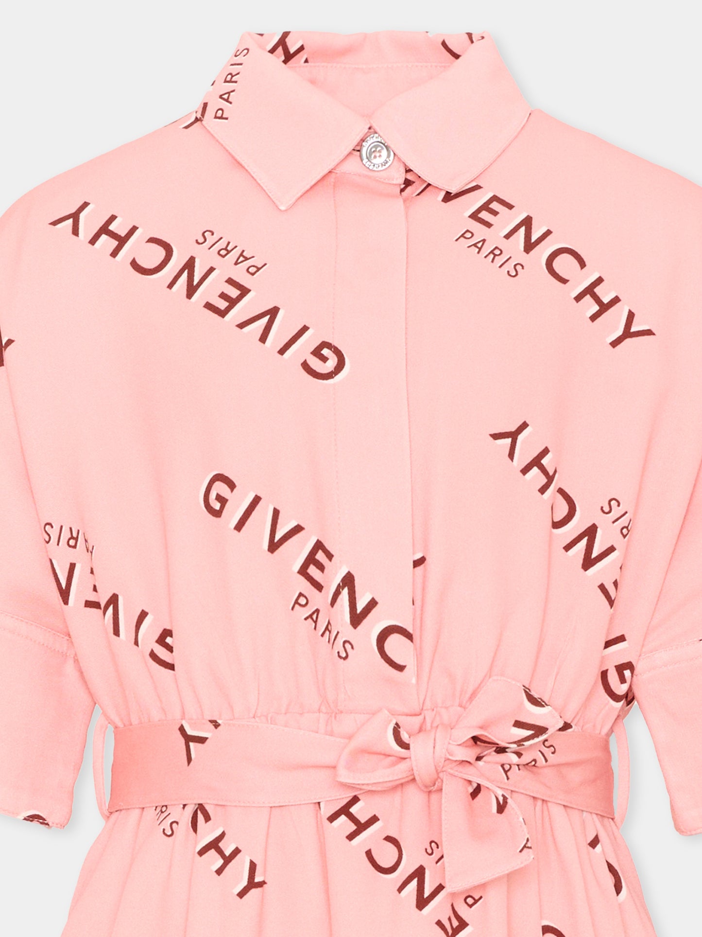 Vestito rosa per bambina con logo,Givenchy Kids,H31557 46G