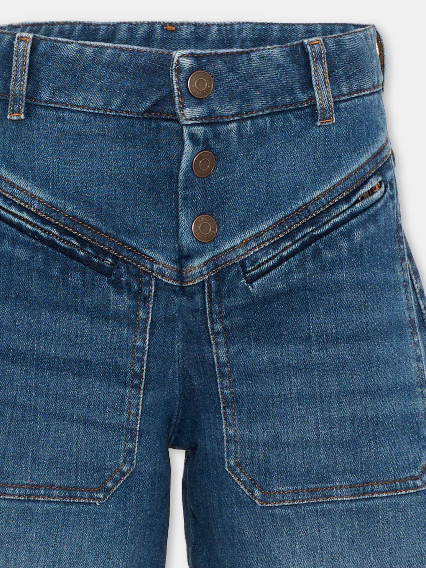 Shorts denim per bambina con patch logo,Chloé Kids,C21260 Z10
