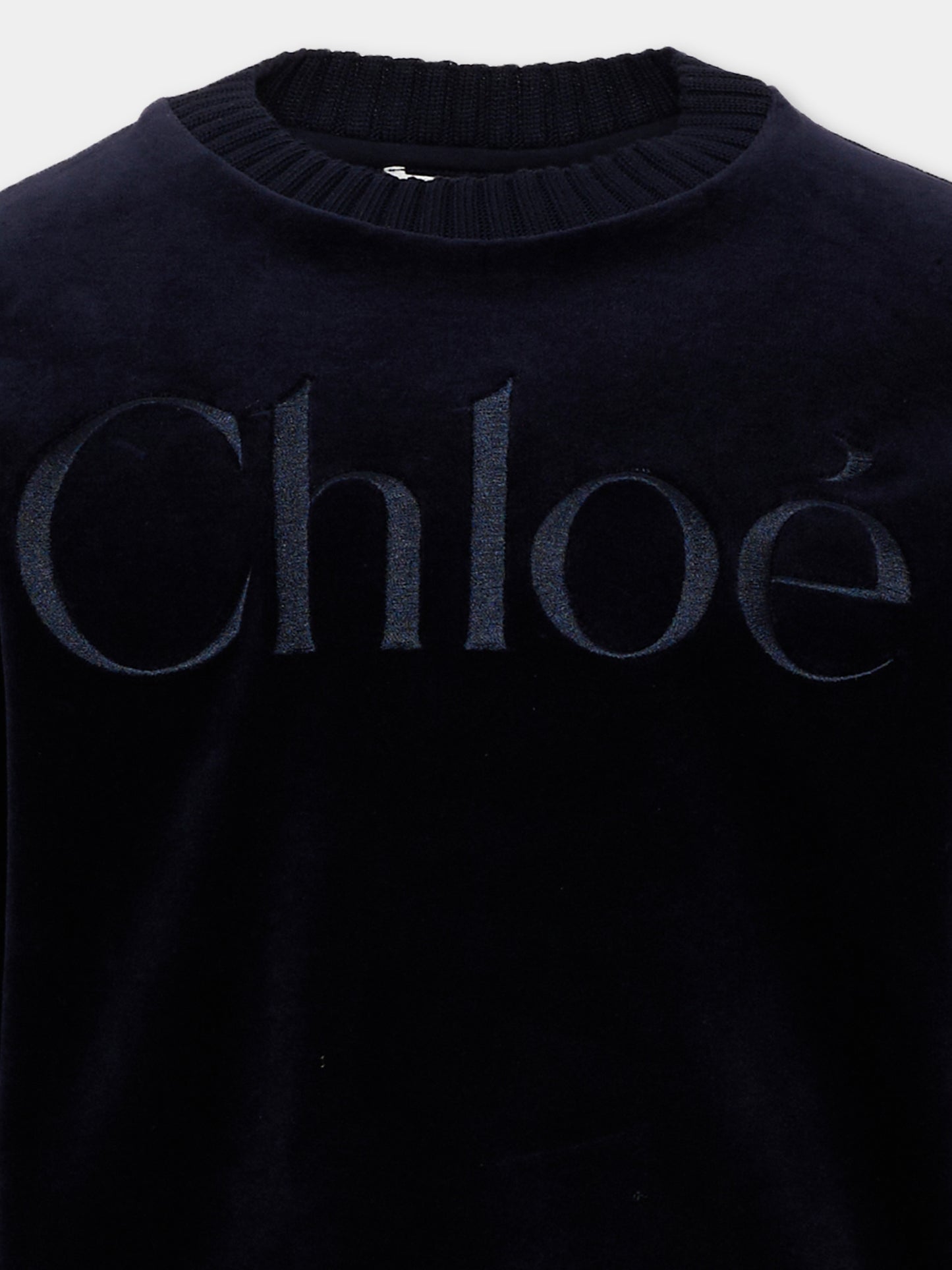 Felpa blu per bambina con logo,Chloé Kids,C21285 859