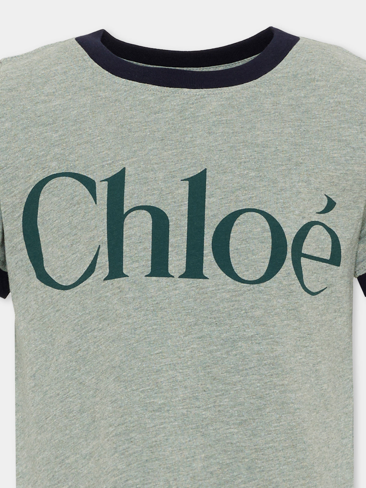 T-Shirt verde per bambina con logo,Chloé Kids,C21302 H02