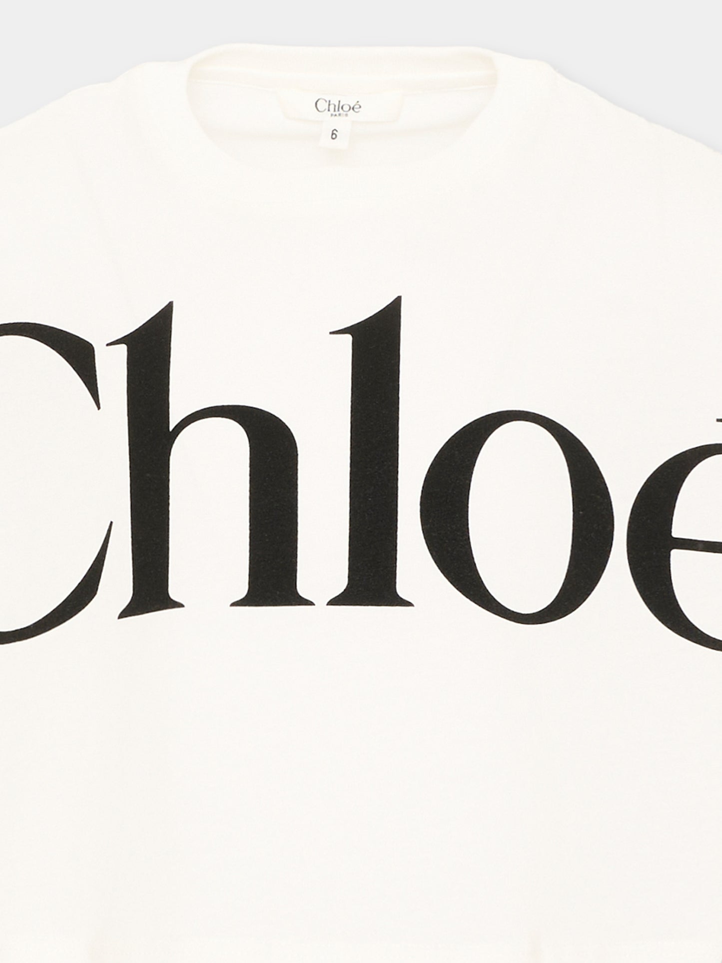 T-Shirt avorio per bambina con logo,Chloé Kids,C21305 117