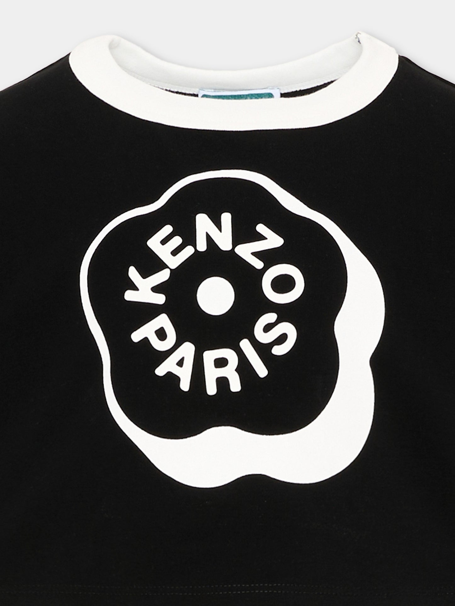T-shirt nera per bambina con logo,Kenzo Kids,K62004 09B