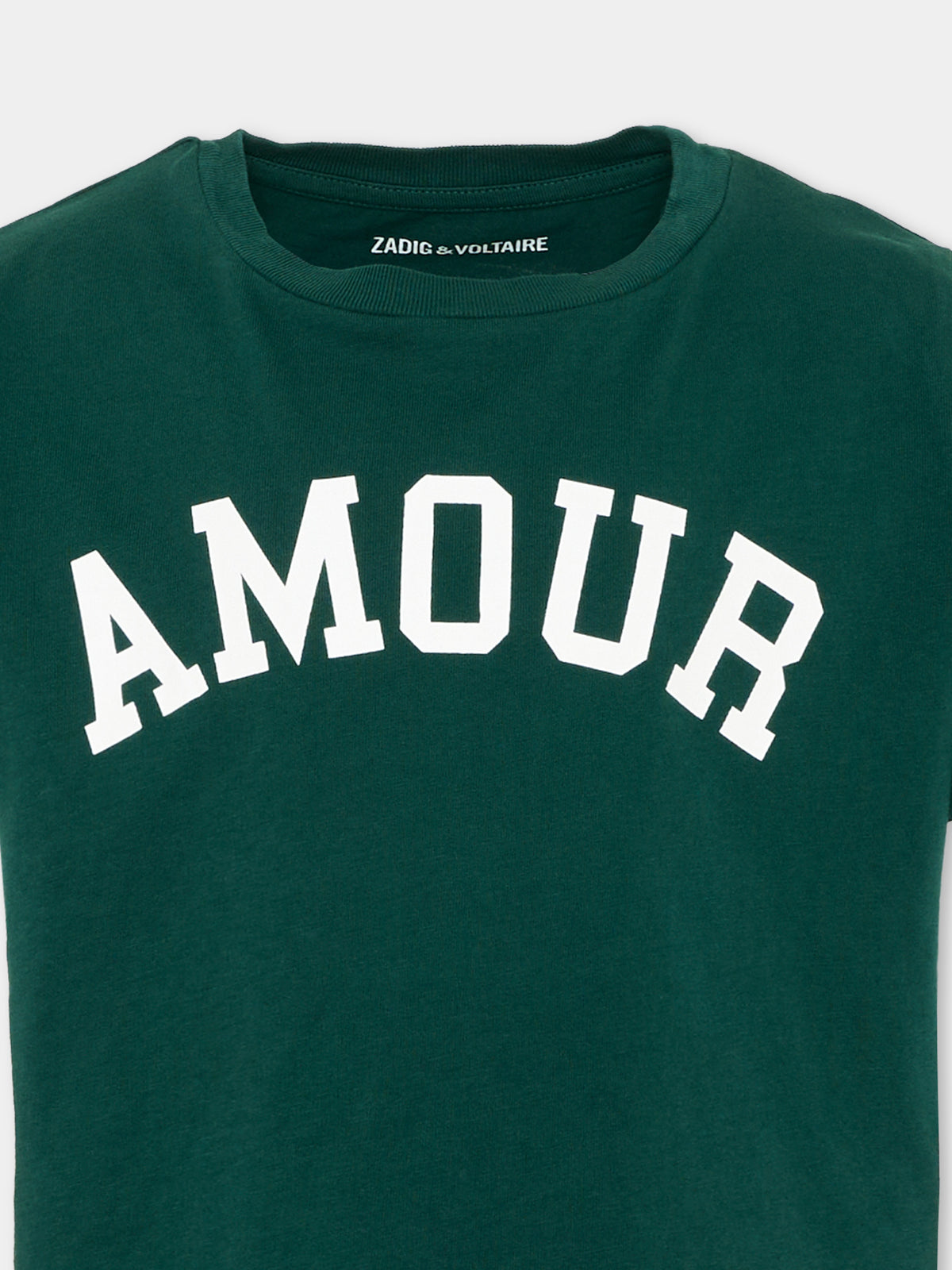 T-shirt verde per bambina con scritta,Zadig & Voltaire Kids,X60793 66H