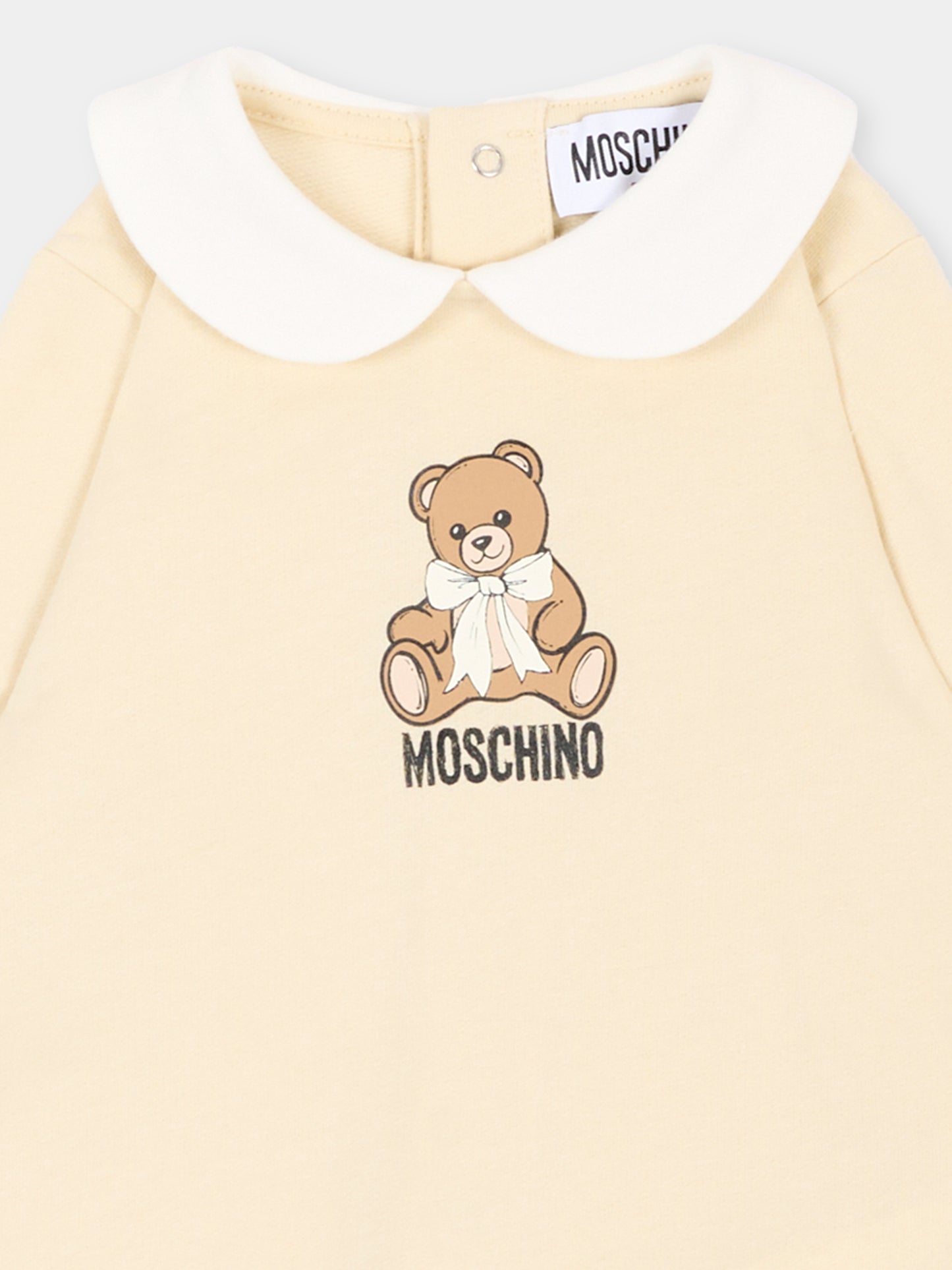 Set tutina beige per neonati con Teddy Bear,Moschino Kids,MNY08B LCA40 20404