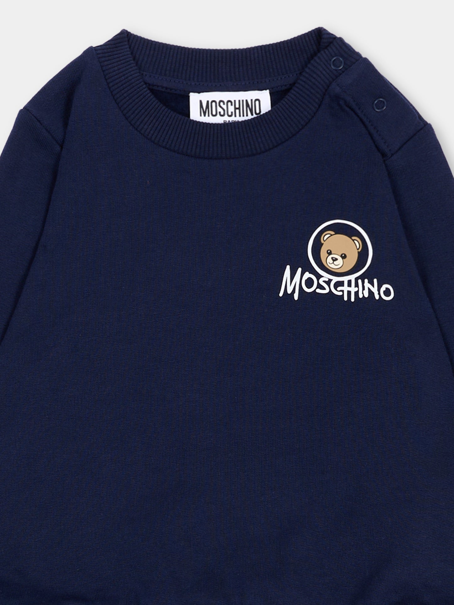 Completo sportivo blu per neonati con Teddy Bear,Moschino Kids,MQK05E LCA83 40016