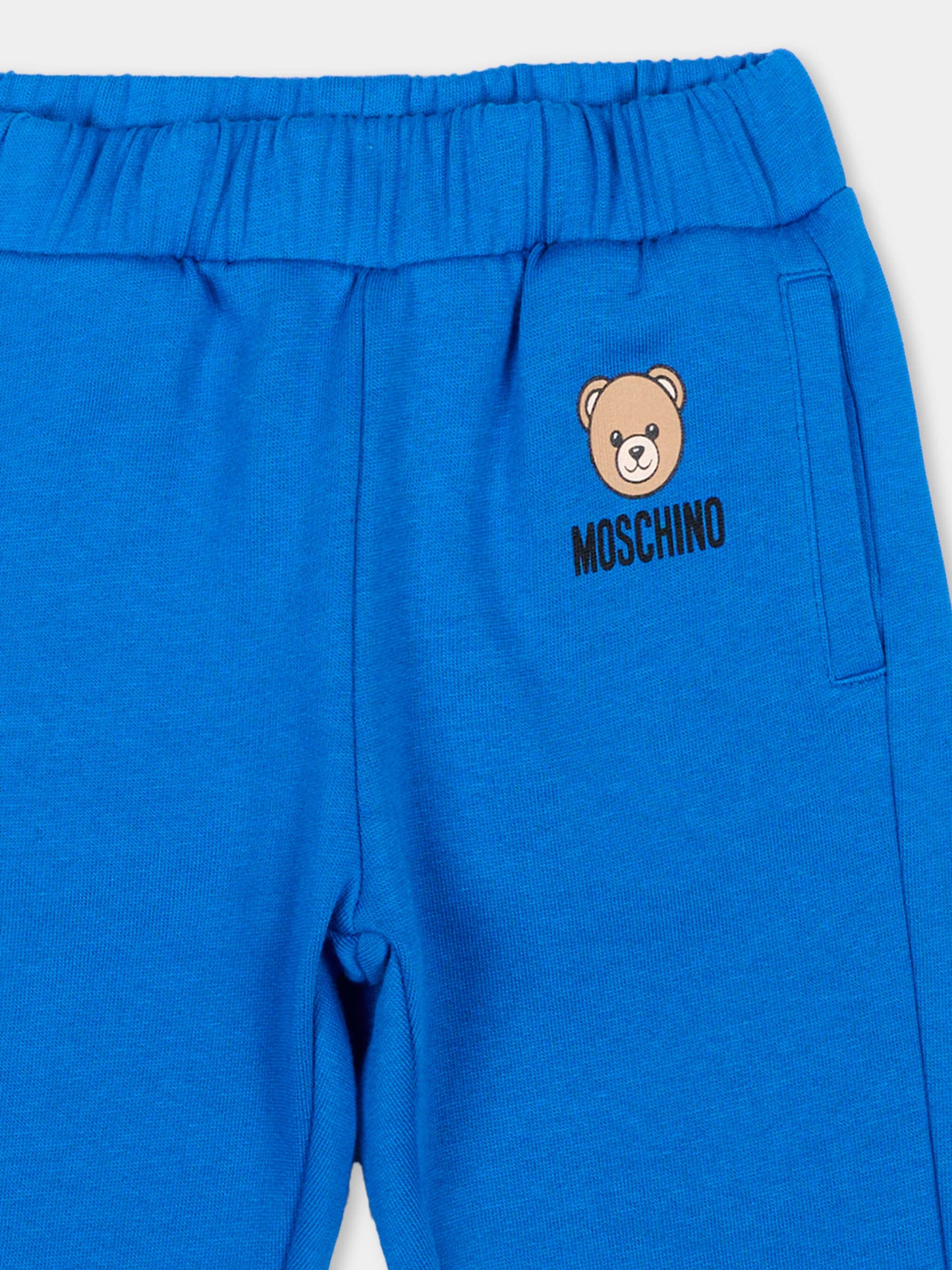 Pantaloni sportivi blu per neonato con Teddy Bear,Moschino Kids,MUP05X LCA92 40157