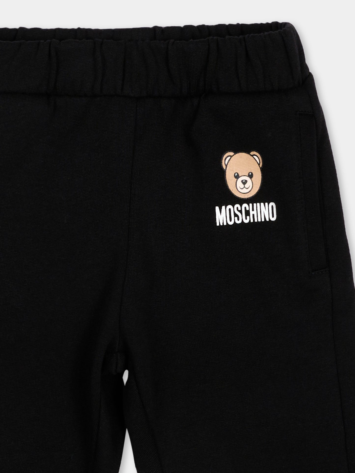 Pantalone sportivo nero per neonati con Teddy Bear,Moschino Kids,MUP05X LCA92 60100