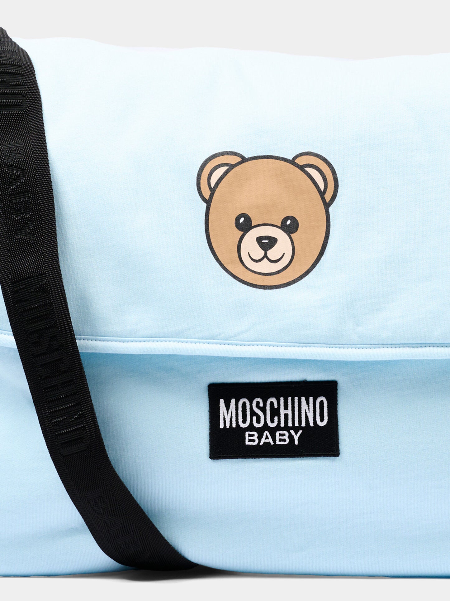 Borsa mamma azzurra per neonato con Teddy Bear,Moschino Kids,MUX067 LCA40 40304