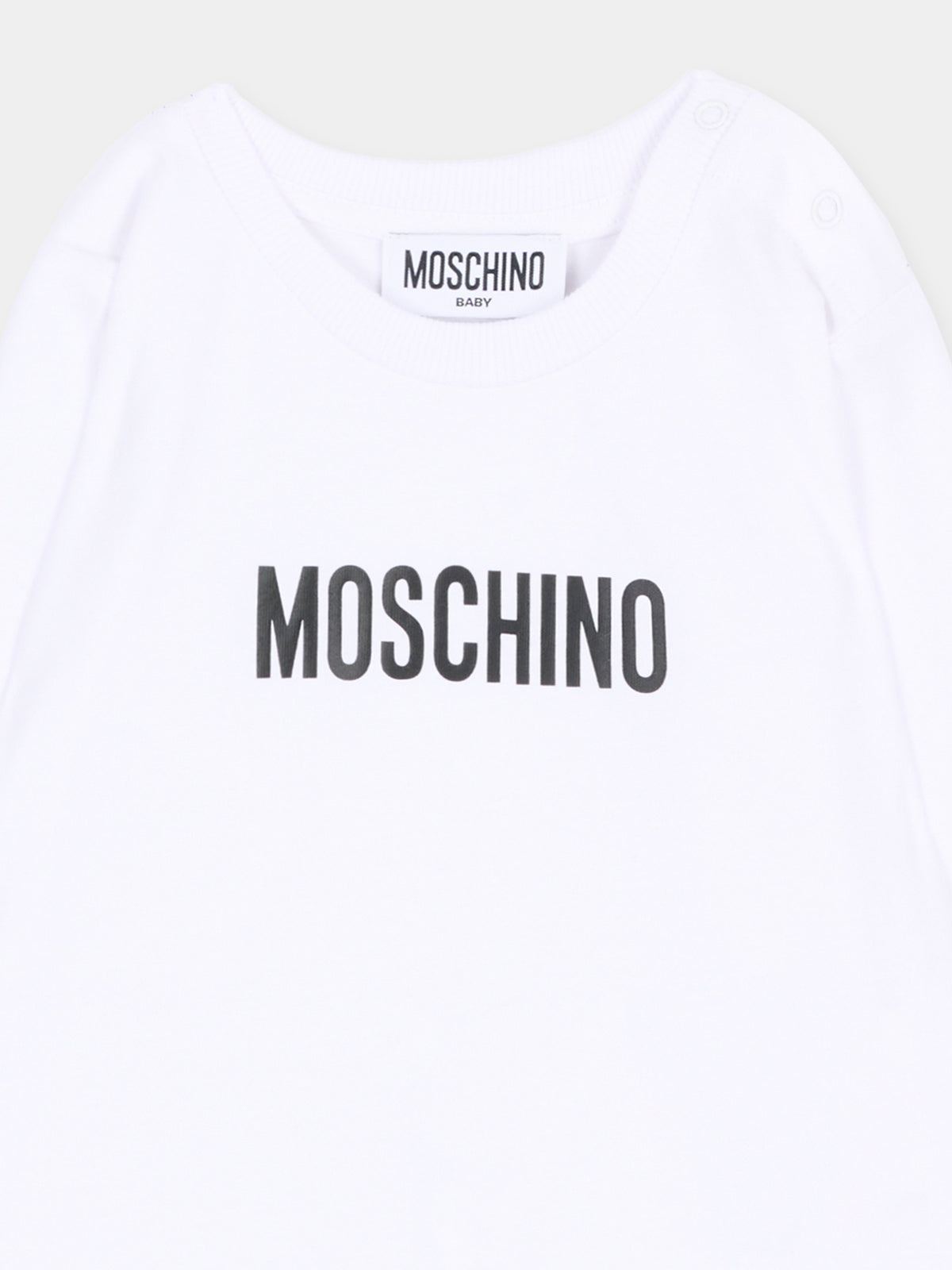 T-shirt a manica lunga bianca per neonati con logo,Moschino Kids,MZO014 LAA59 10101