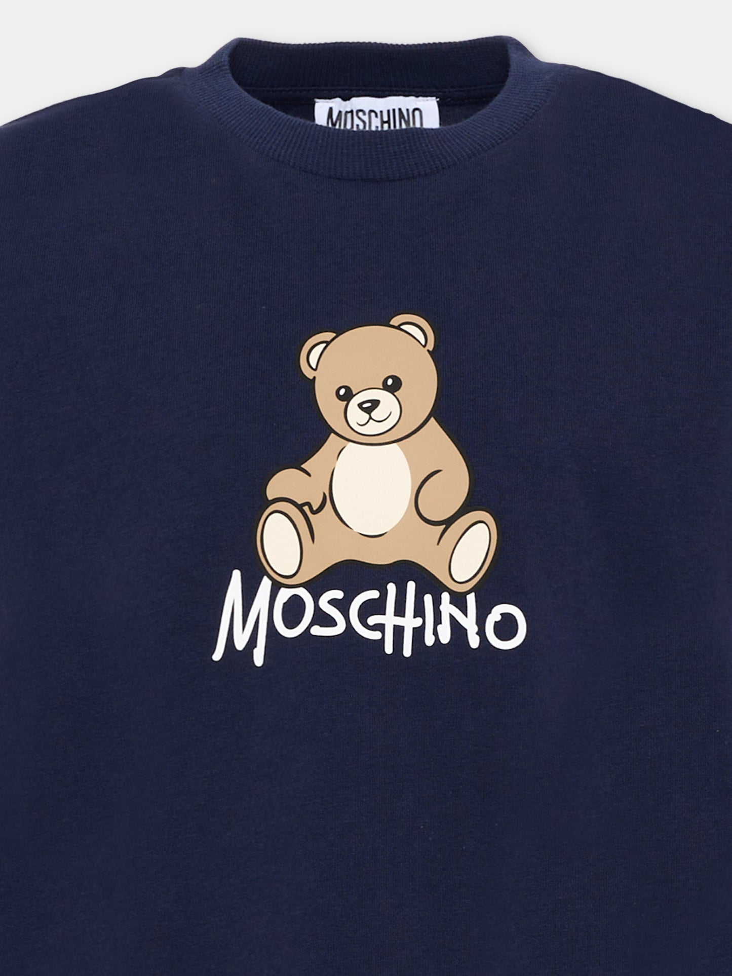 T-Shirt blu per bambini con Teddy Bear,Moschino Kids,HNM05V LAA10 40016