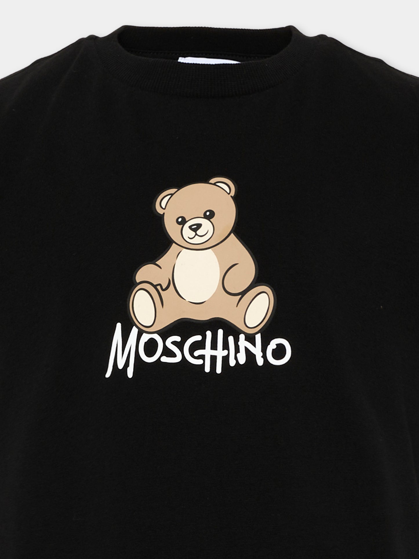 T-Shirt nera per bambini con Teddy Bear,Moschino Kids,HNM05V LAA10 60100
