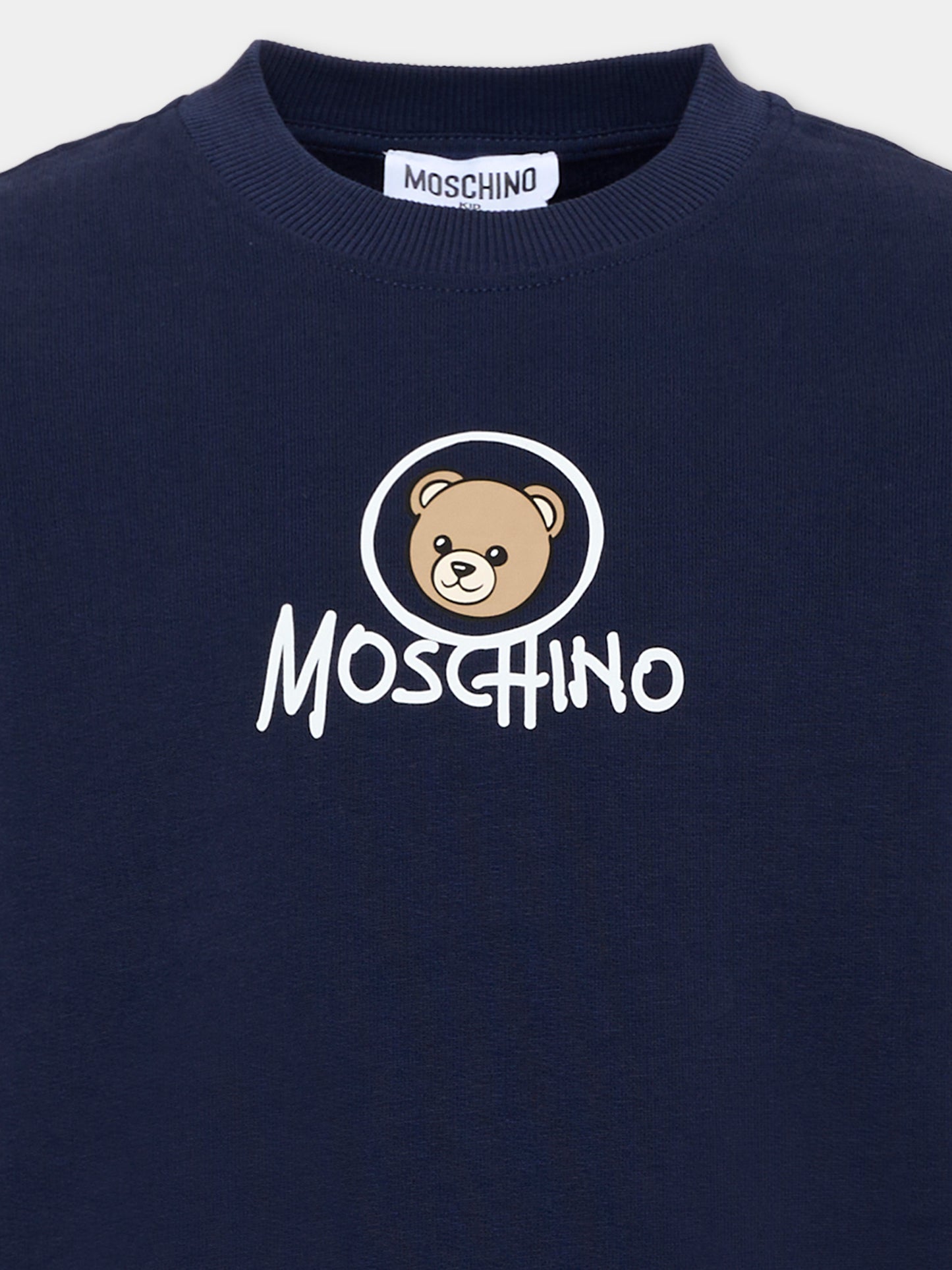 Felpa blu per bambini con Teddy Bear,Moschino Kids,HXF08V LCA83 40016