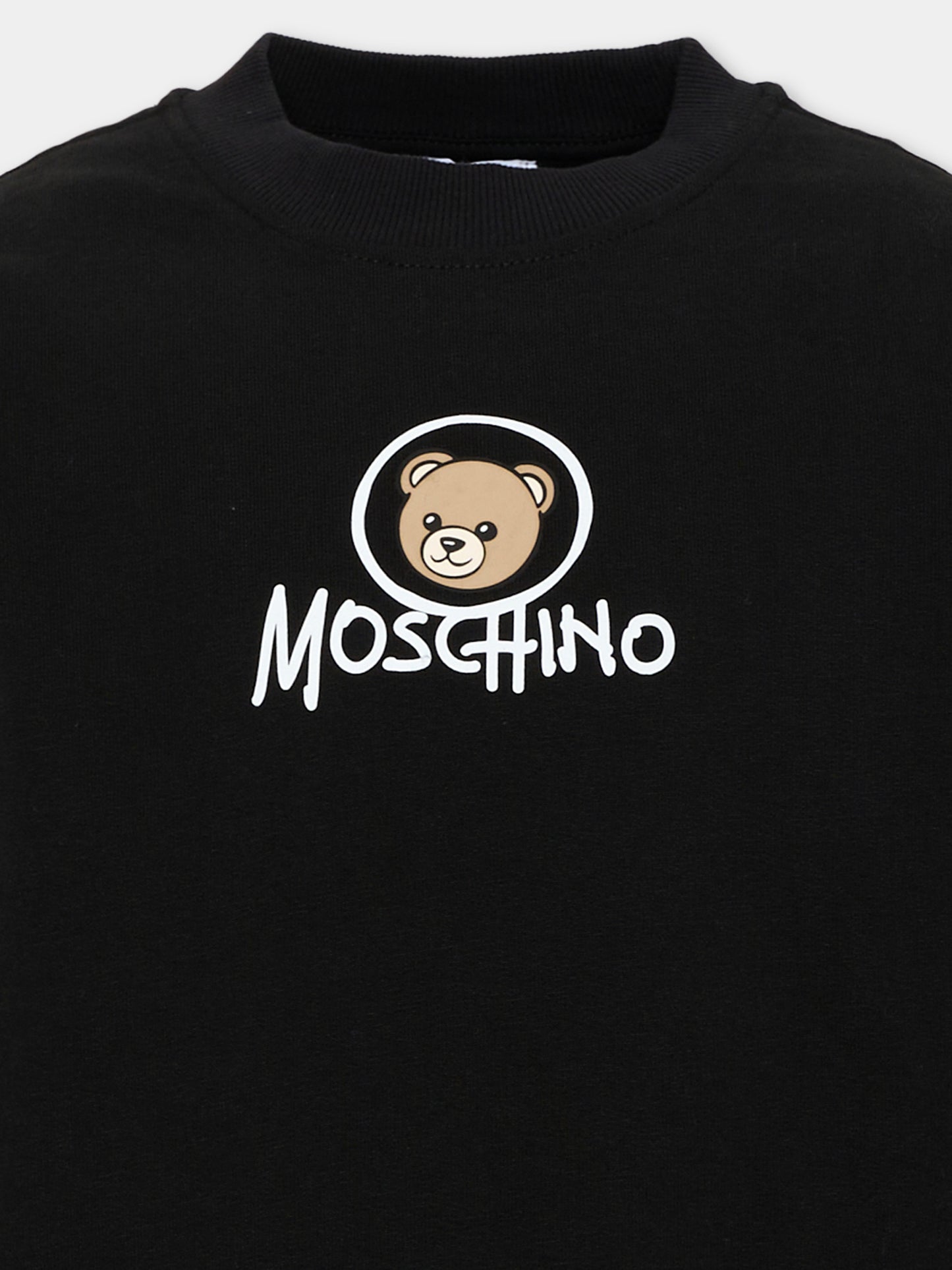 Felpa nera per bambini con Teddy Bear,Moschino Kids,HXF08V LCA83 60100