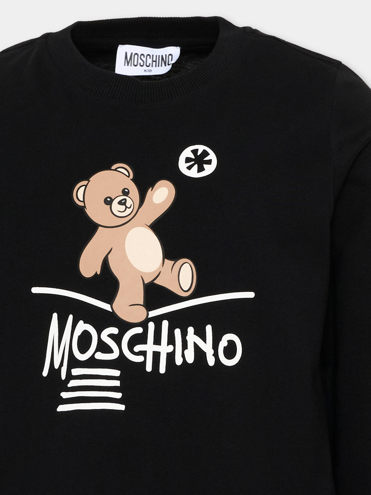 T-Shirt nera per bambini con Teddy Bear,Moschino Kids,HZO00J LAA20 60100
