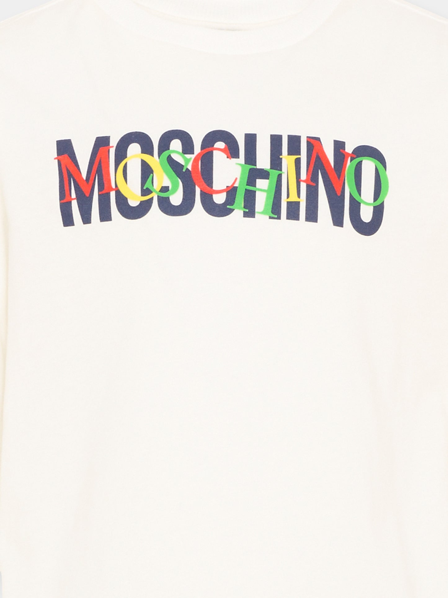 T-Shirt a manica lunga avorio per bambini con logo,Moschino Kids,HUO00Y LAA10 10063
