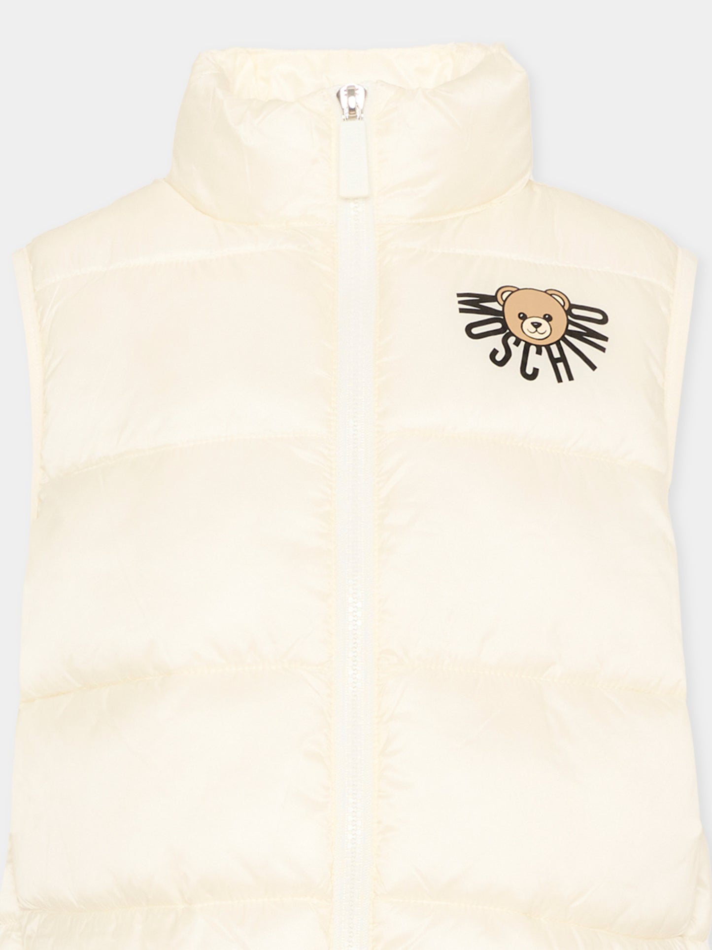 Gilet avorio per bambini con logo e Teddy Bear,Moschino Kids,HQS02K L3A32 10063