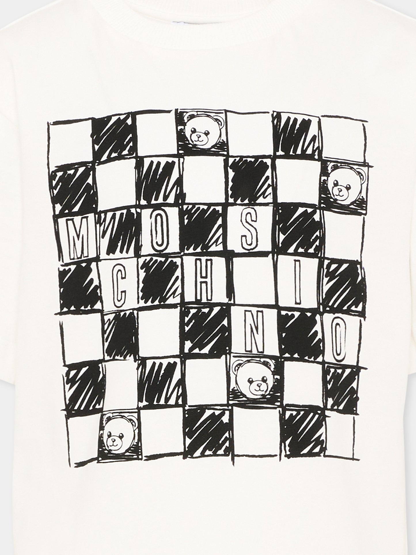 T-Shirt avorio per bambino con logo e Teddy Bear,Moschino Kids,HUM05G LAA01 10063