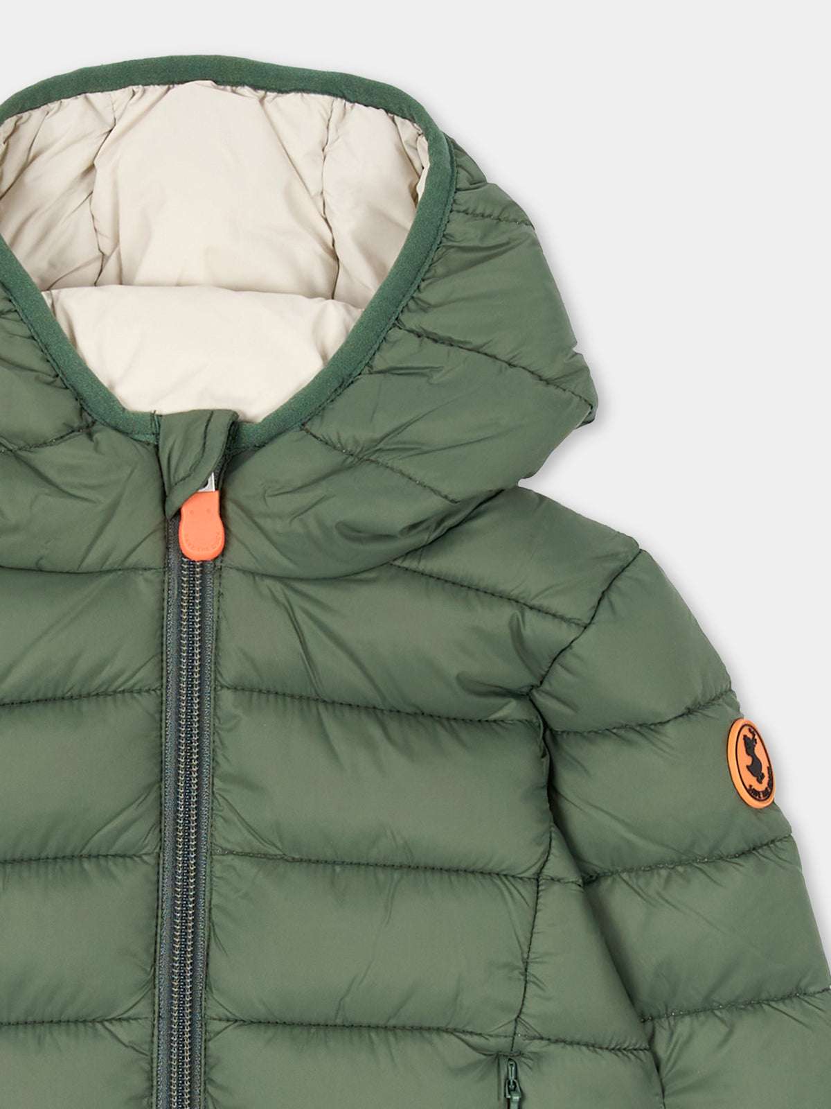Piumino verde per neonati con cappuccio,Save The Duck Kids,I33229X GIGA23 50028