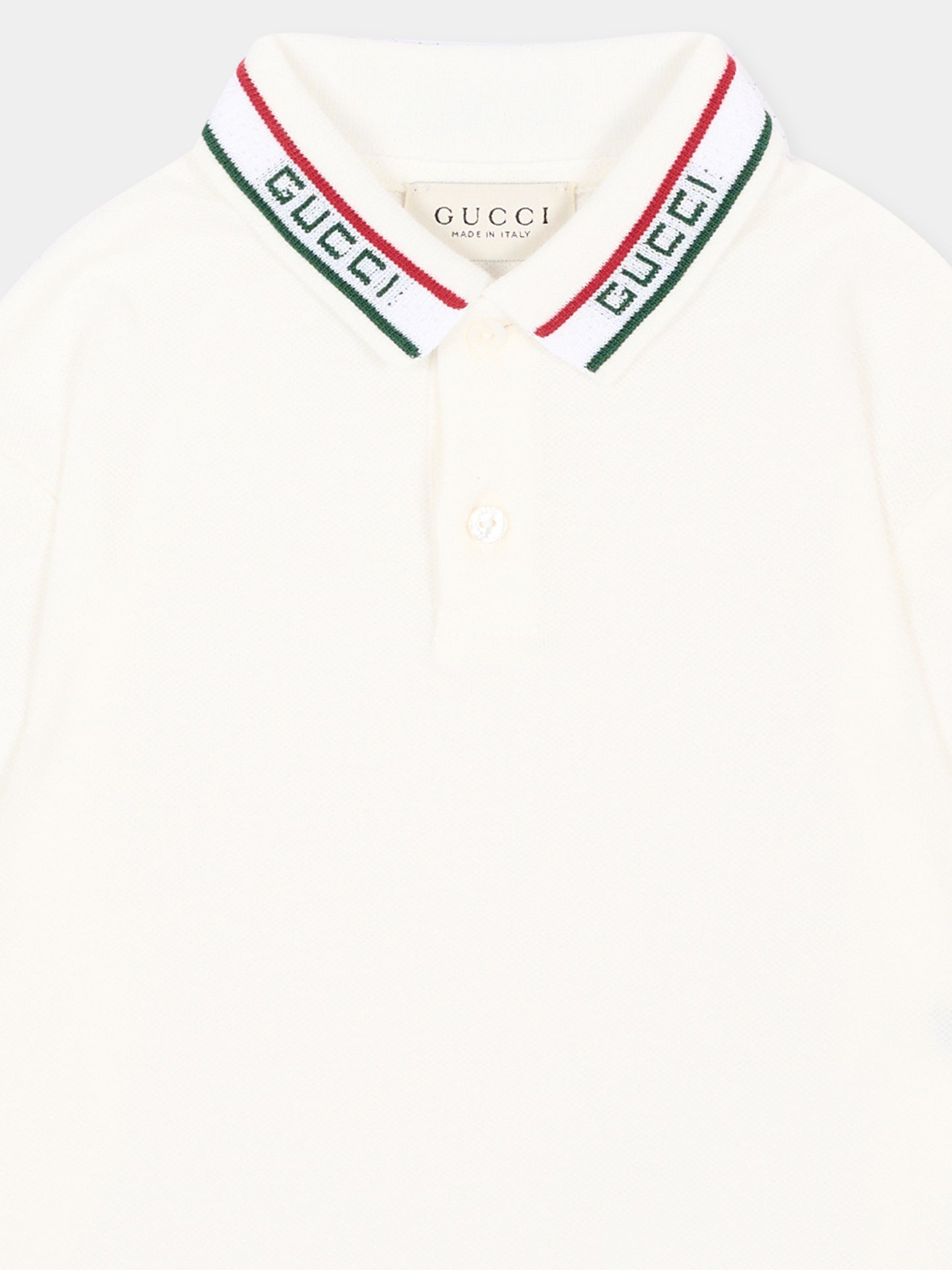 Polo a manica lunga bianca per neonato,Gucci Kids,870876 XJHW2 9024