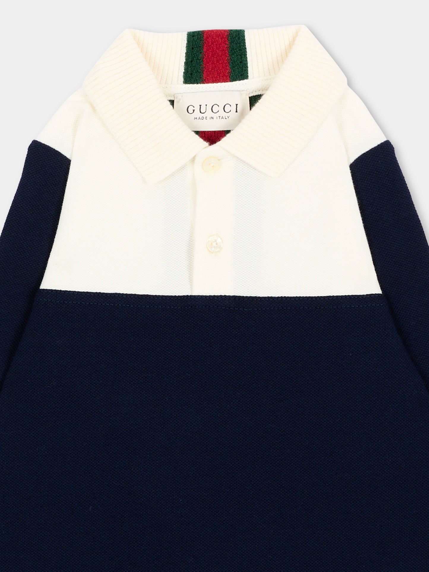 Tutina blu bicolore per neonato,Gucci Kids,870880 XJHVF 4306
