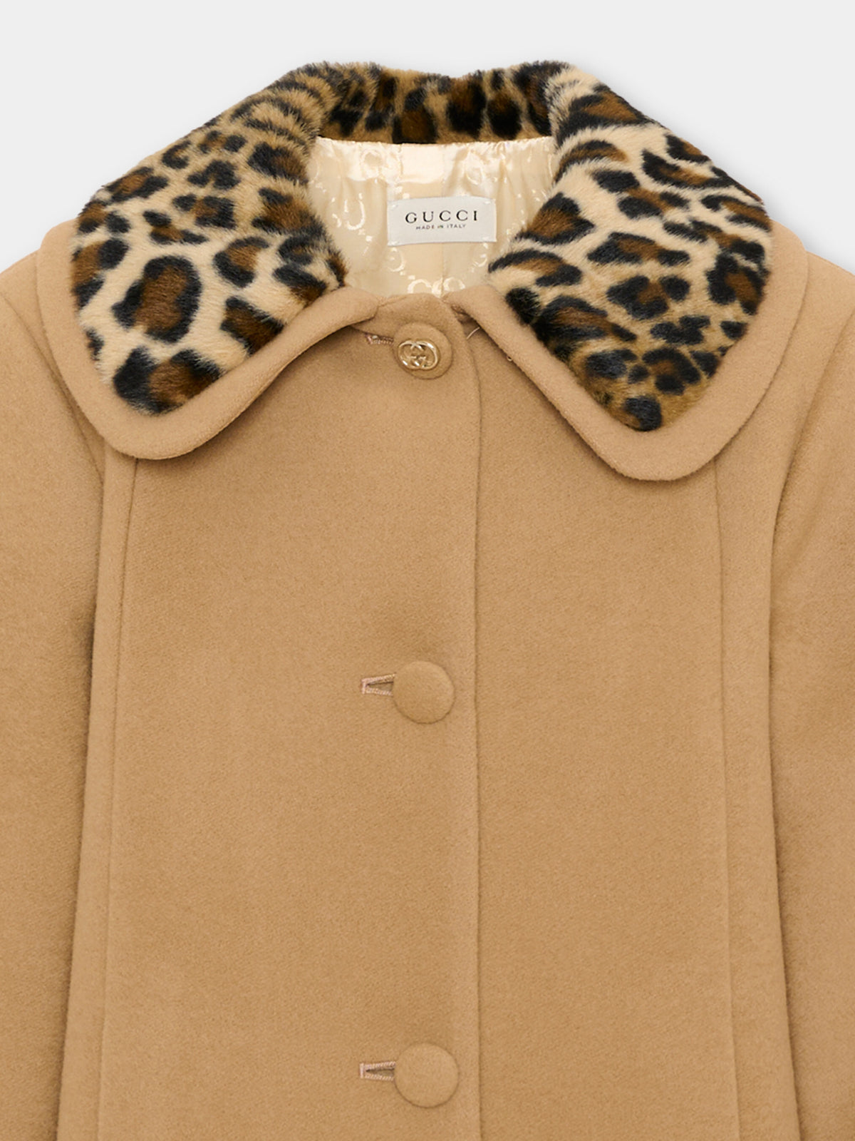 Manteau beige pour fille animalier