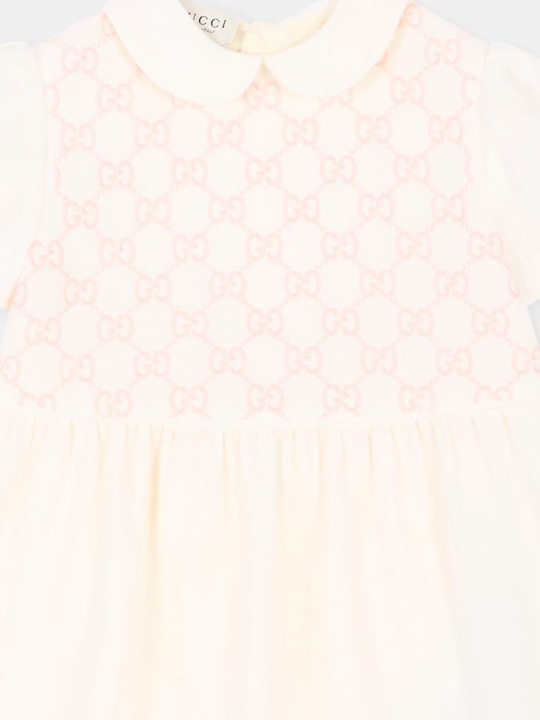 Robe élégante ivoire pour Bébé Fille avec monogramme GG