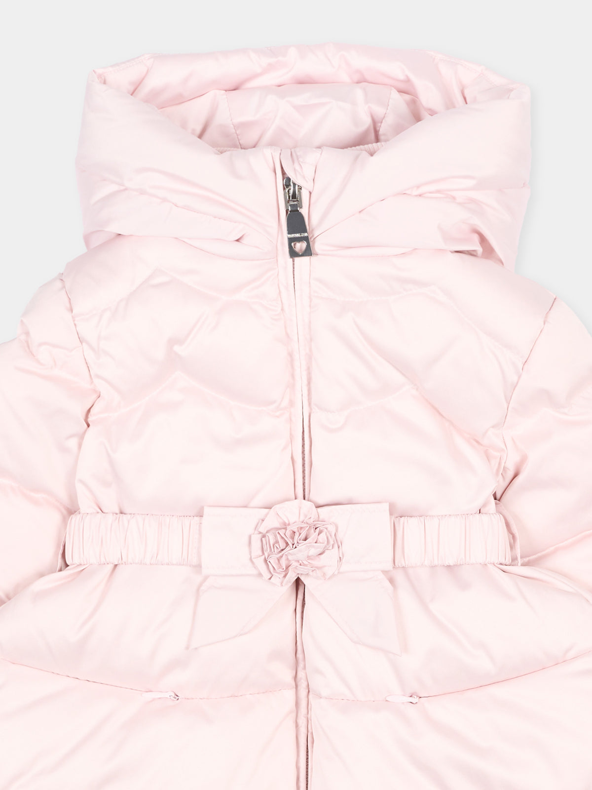 Piumino rosa per neonata con cintura,Monnalisa,37H102 8026 0013