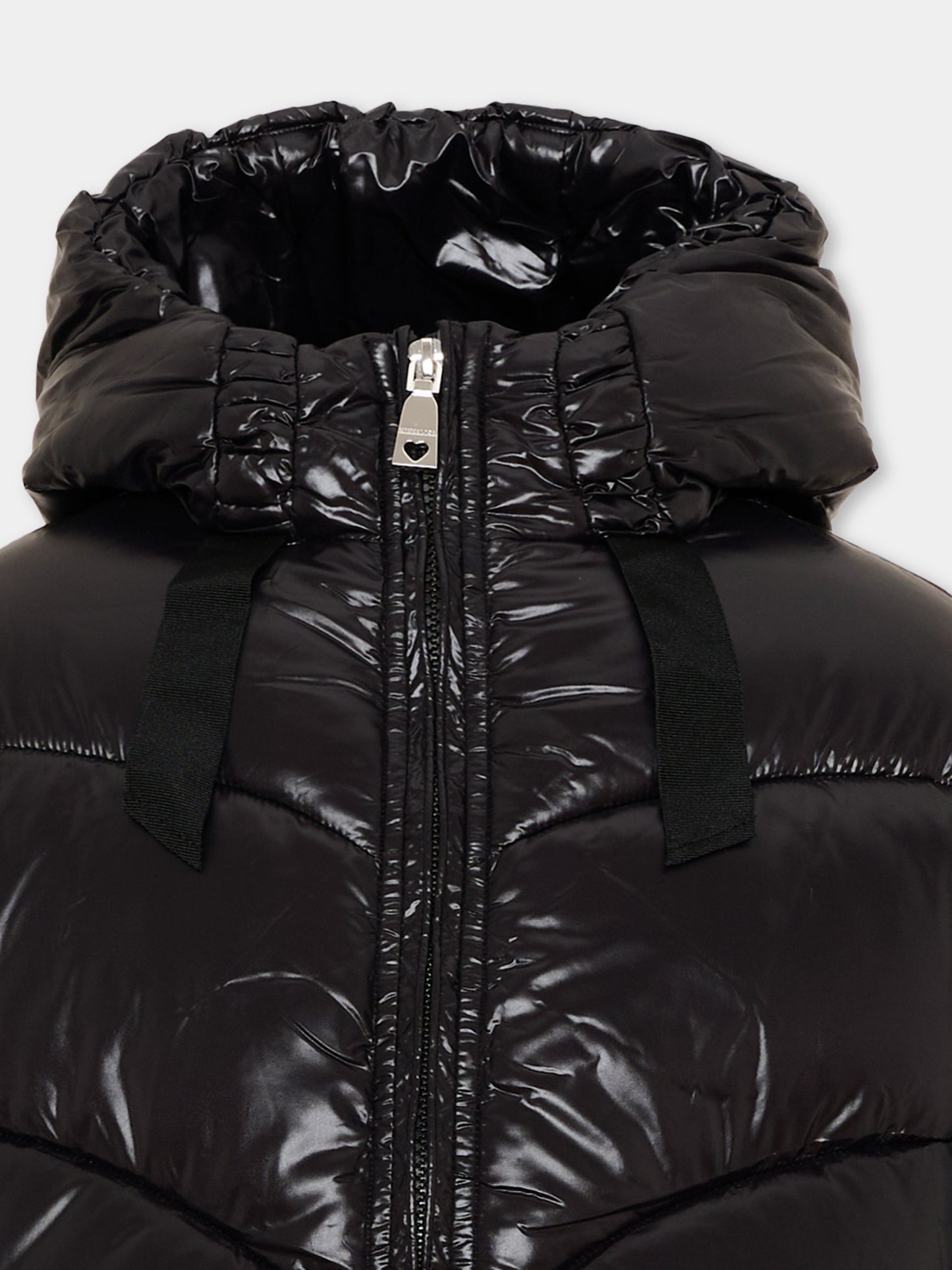 Piumino nero per bambina con logo,Monnalisa,17H107 8022 0050