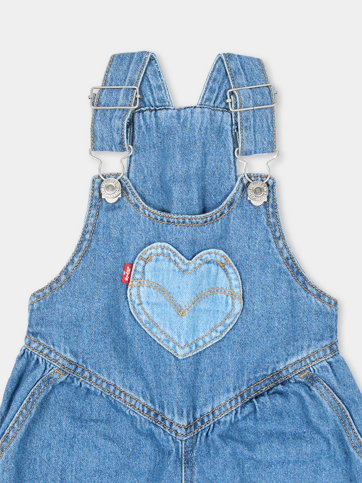 Salopette blu per neonata con cuori,Levi's Kids,1ER572 MFK