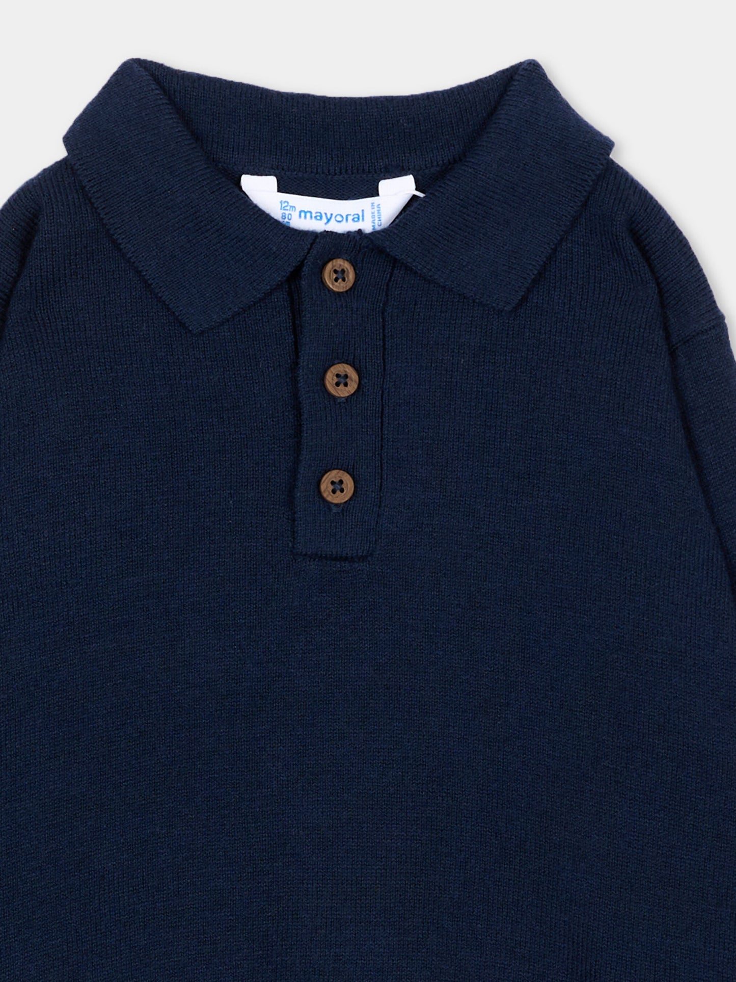 Polo blu per neonato in maglia,Mayoral,2104 035