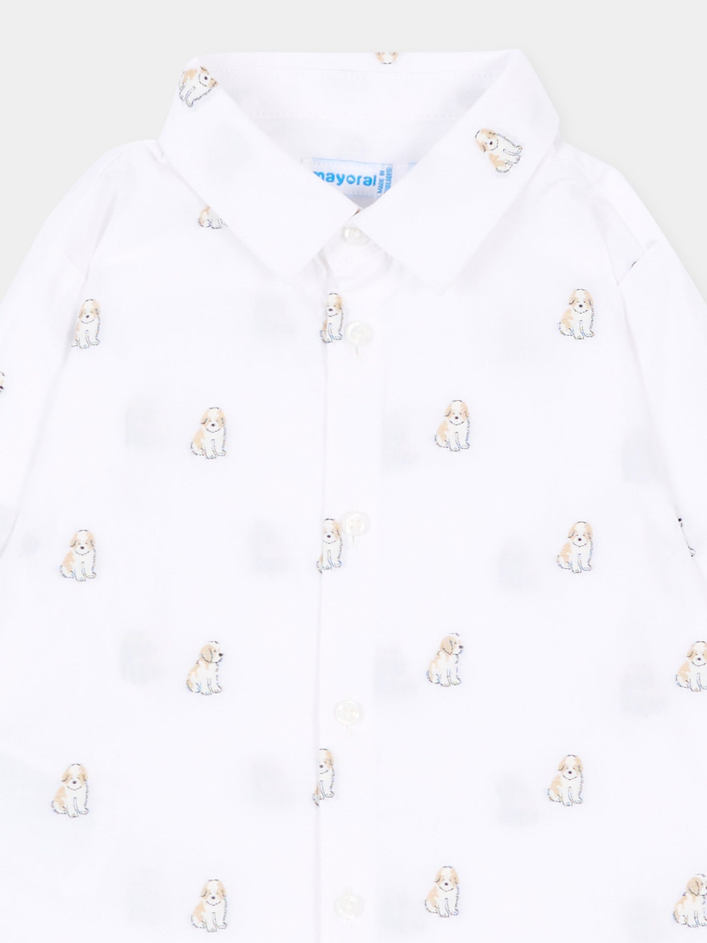 Camicia a manica lunga bianca stampata per neonato,Mayoral,2113 051